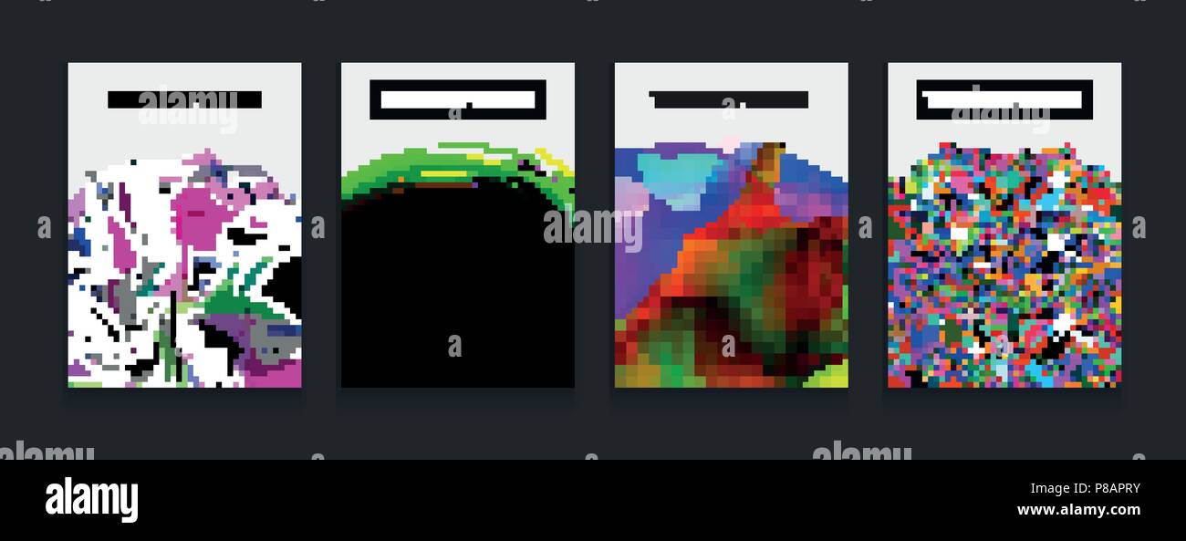 Stock vector illustration set gabarits de protection avec des bulles, des formes liquides résumé 80s memphis style géométrique télévision 3D et éléments de conception. Style rétro pour bannières, flyers, affiches et posters. EPS 10 Illustration de Vecteur