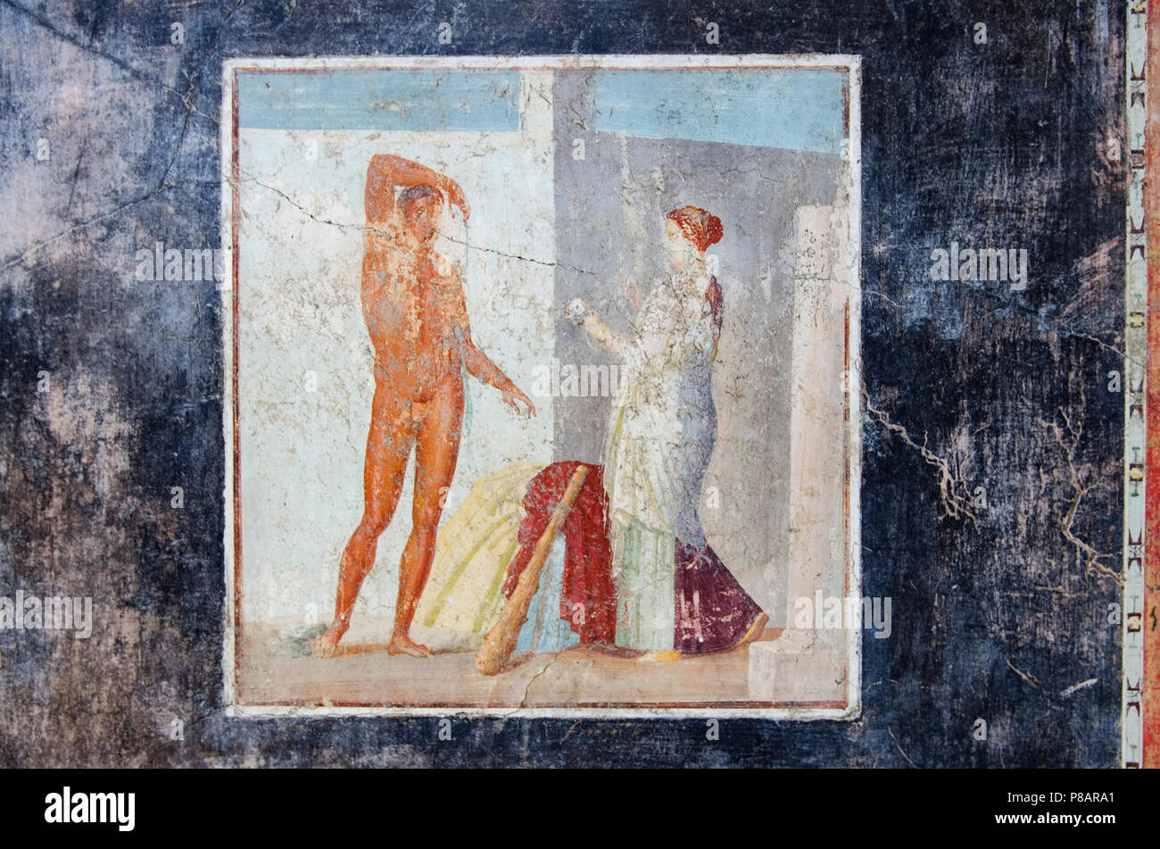 Fresque antique d'Hercule à Pompéi house Banque D'Images