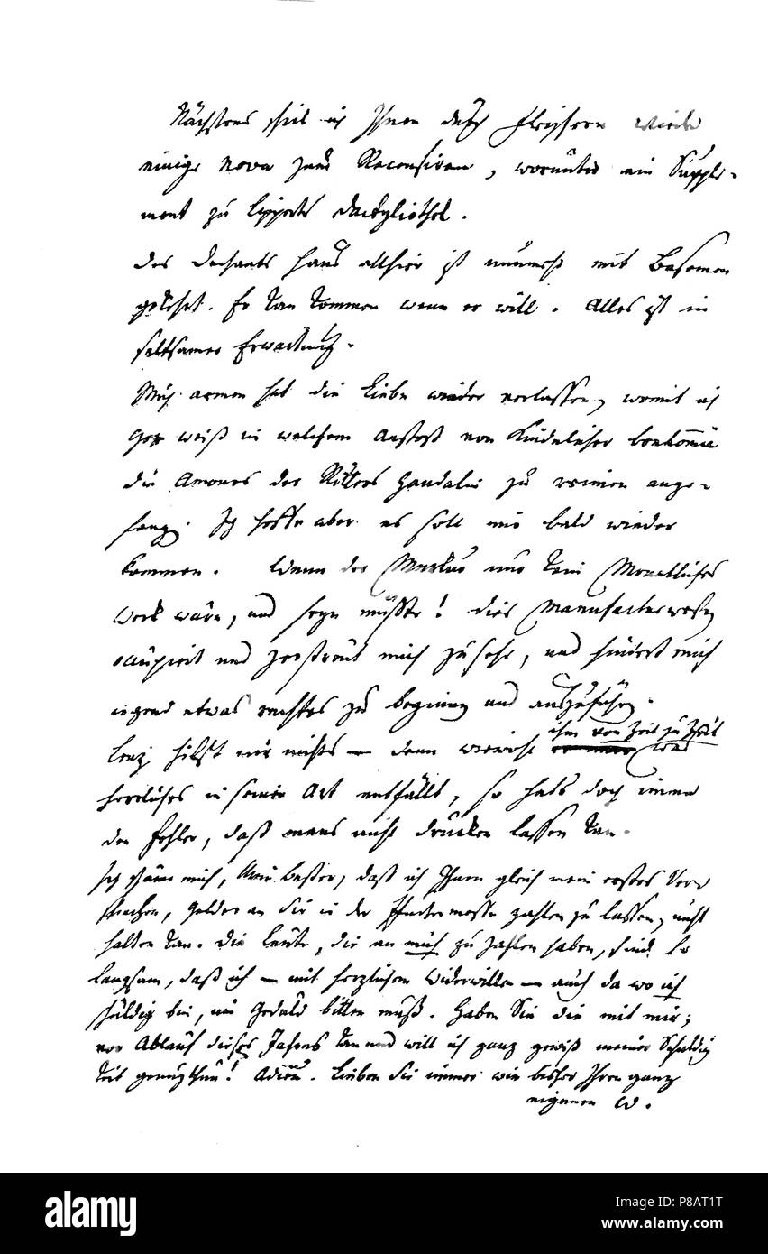 Christoph Martin Wieland, (1733-1813), poète allemand, traducteur et éditeur de l'Illumination. Wieland's lettre du 9 septembre 1776 à Joh. Heinrich Merck, 1910 Banque D'Images