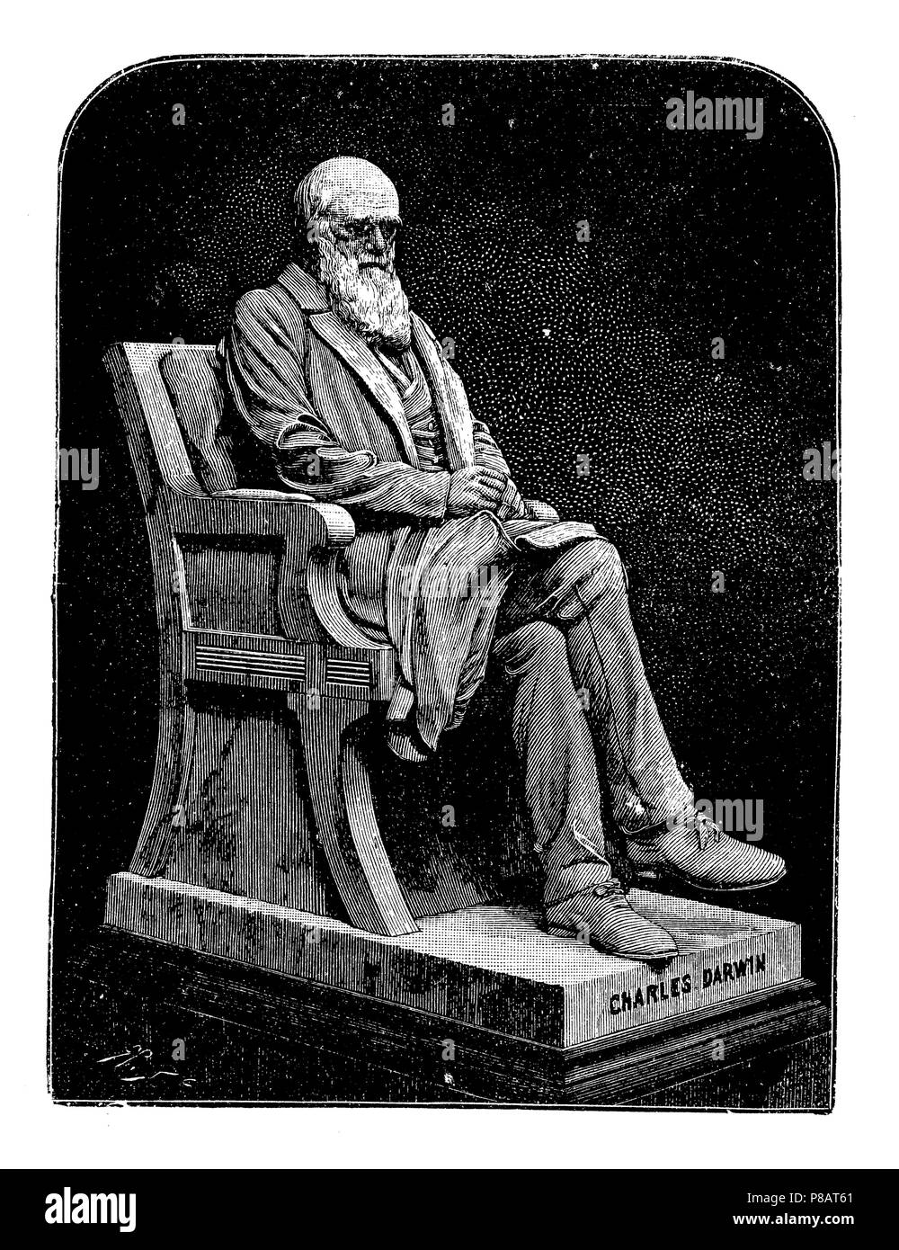 La statue de Charles Darwin au Natural History Museum de Londres, Banque D'Images