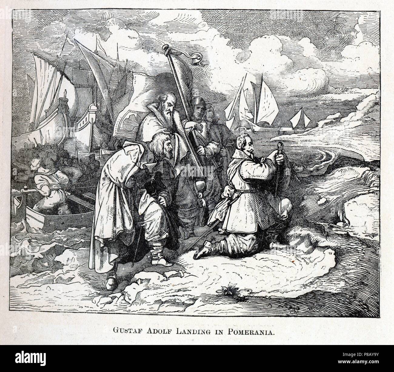 Gustav Adolf Landing en Poméranie. Musée : collection privée. Banque D'Images