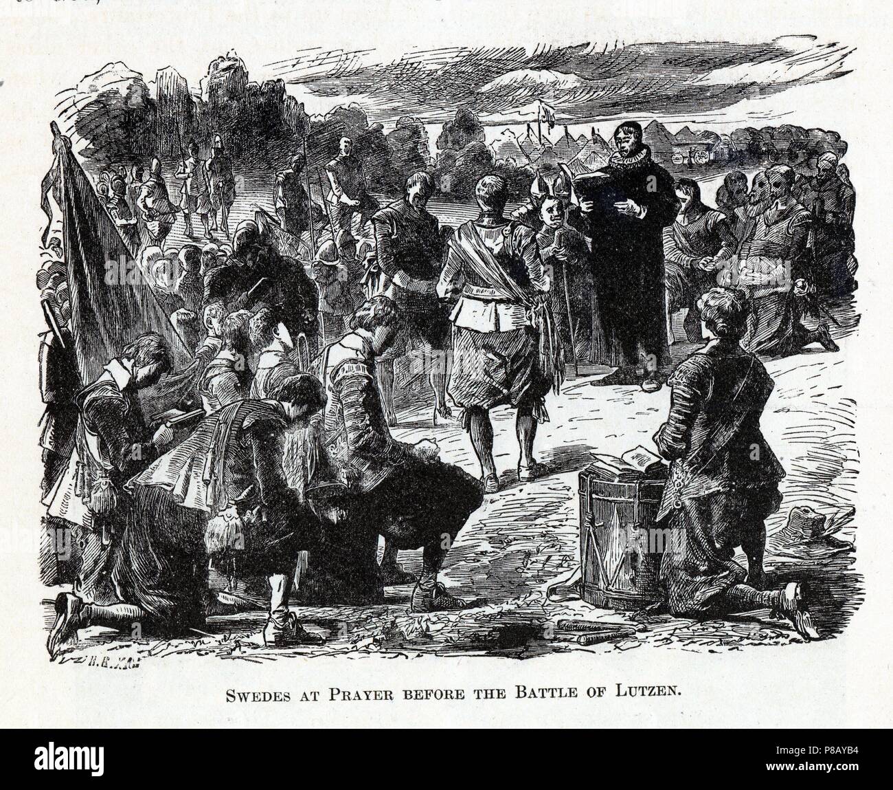 Les suédois en prière avant la bataille de Lützen. Musée : collection privée. Banque D'Images