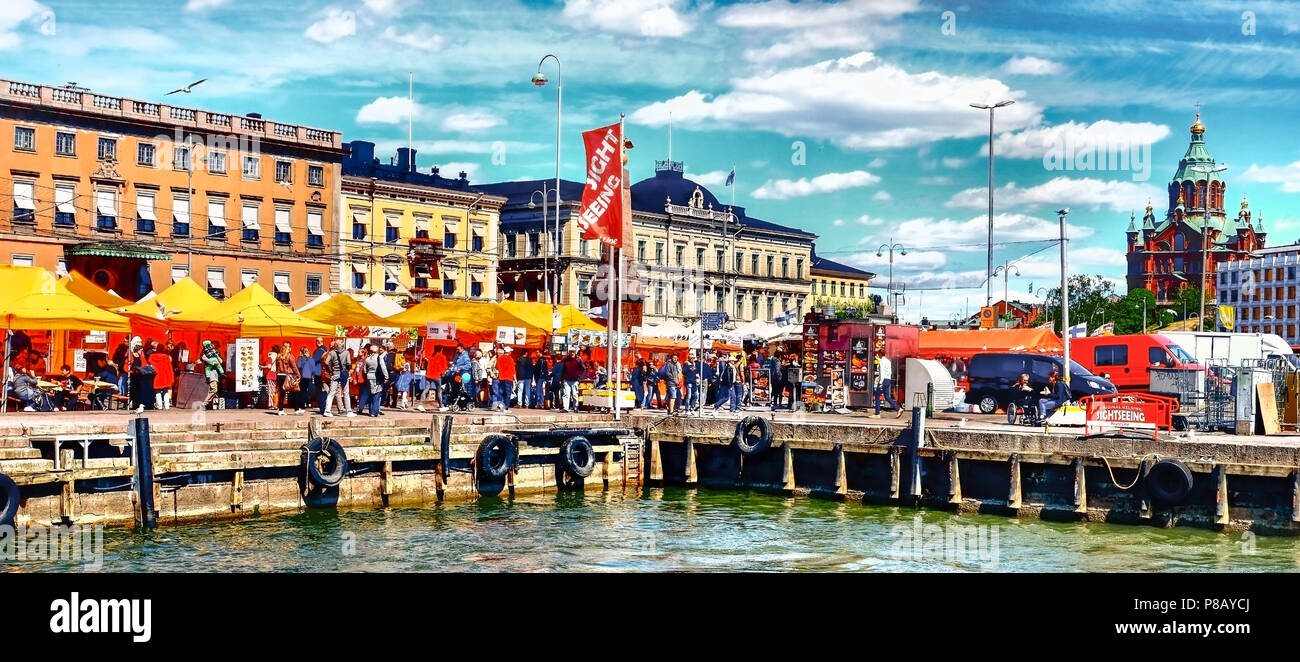 Helsinki, Finlande 8.6.2018 Kolera-allas le bassin du choléra sur la rive de la place du marché. Derrière la cathédrale Uspenski. Banque D'Images