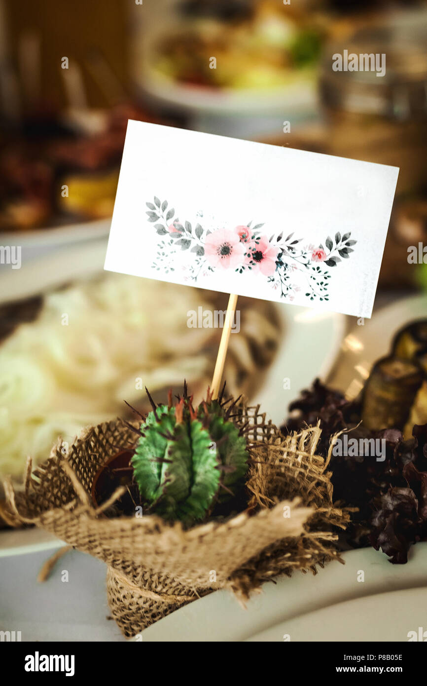 Cactus sur une table de fête Banque D'Images