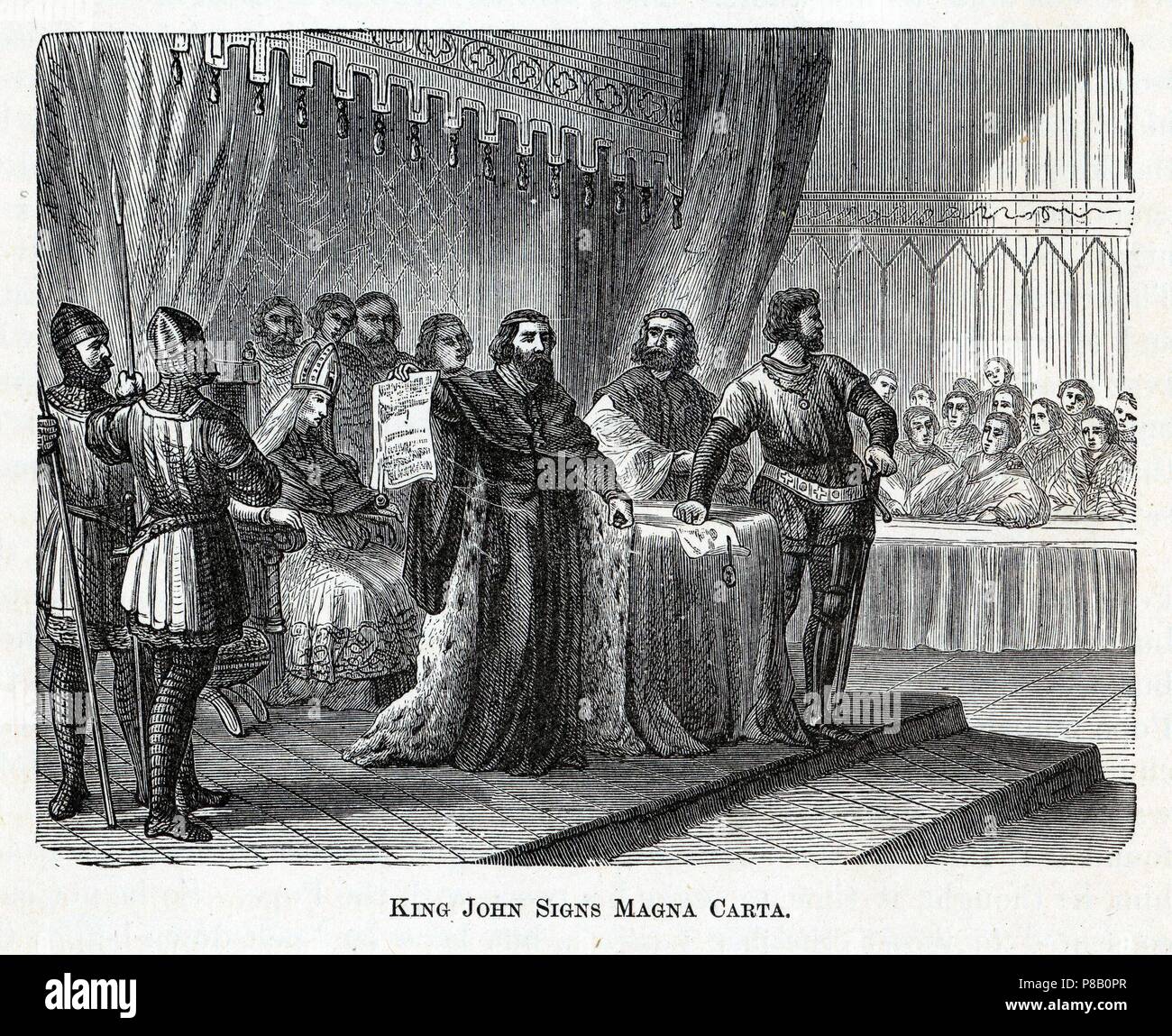 Le roi Jean signe la Magna Carta. Musée : collection privée. Banque D'Images