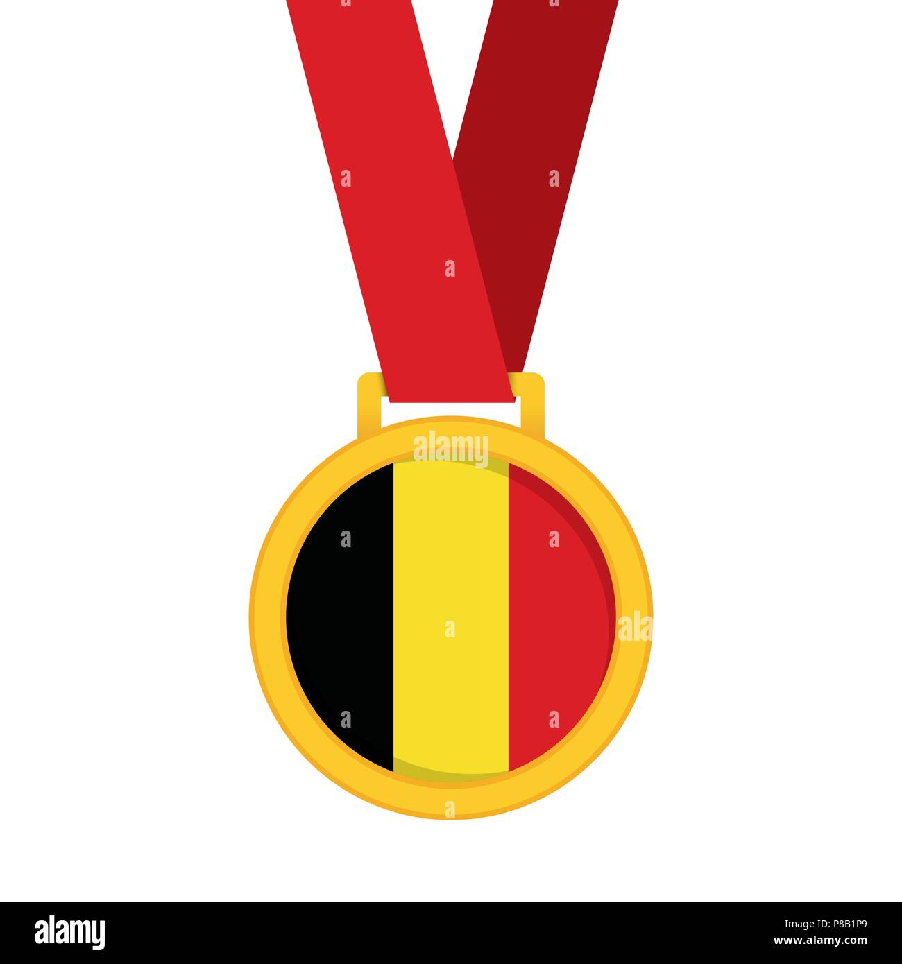 Belgique drapeau national les gagnants de la première place d'or Médaille. Illustration de Vecteur