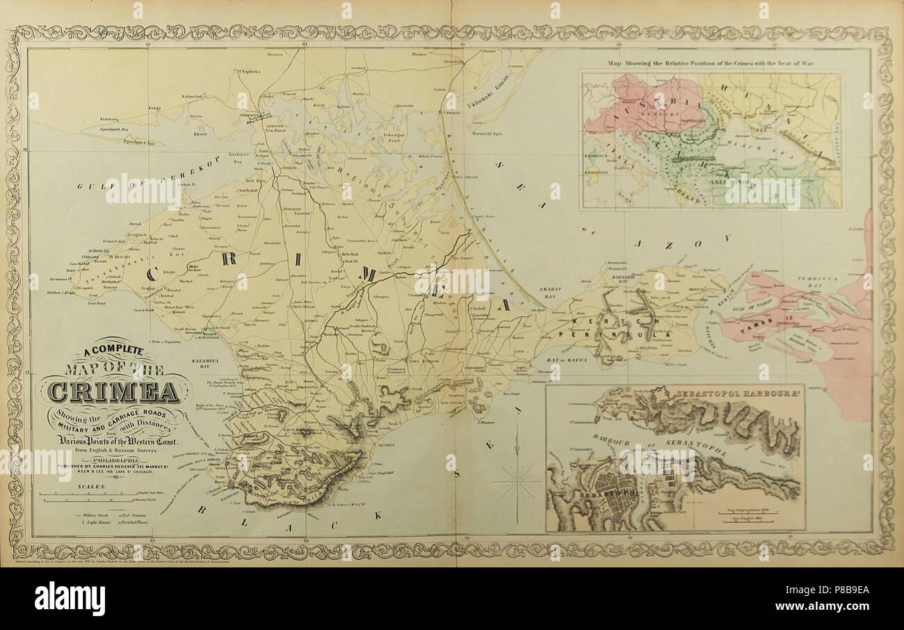 Carte de la Crimée. Musée : collection privée. Banque D'Images