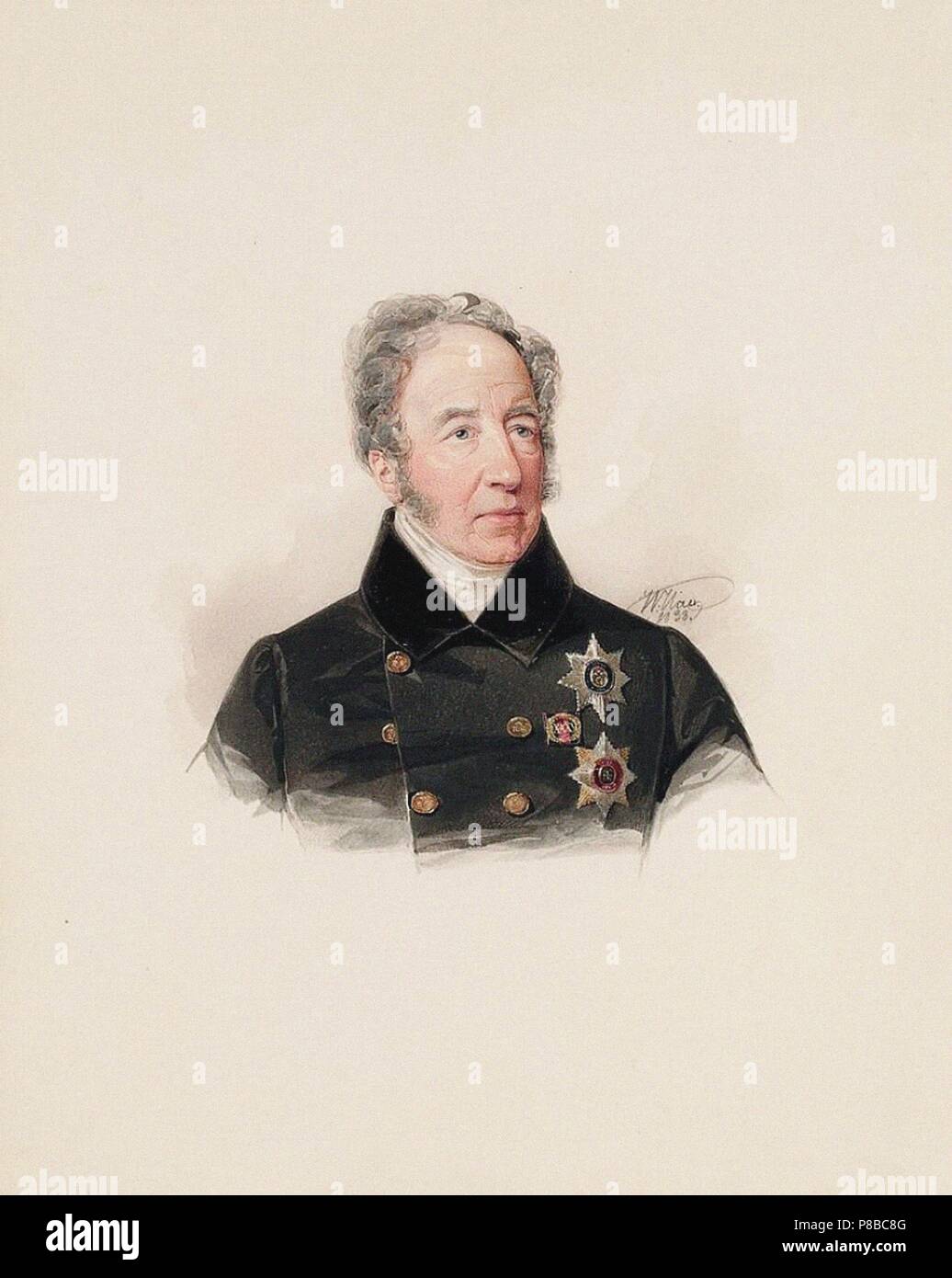 Portrait du Prince Mikhaïl Dmitrievitch Tsitsianov (1765-1841). Musée : bibliothèque historique, l'Etat russe à Moscou. Banque D'Images