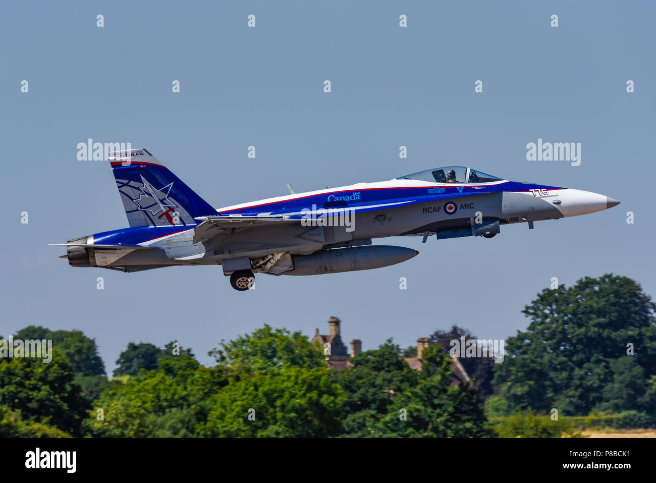 Les F-18 Hornet dans un schéma de couleurs spéciale au Royal International Air Tattoo, RIAT 2018, RAF Fairford, Gloucestershire, Royaume-Uni Banque D'Images