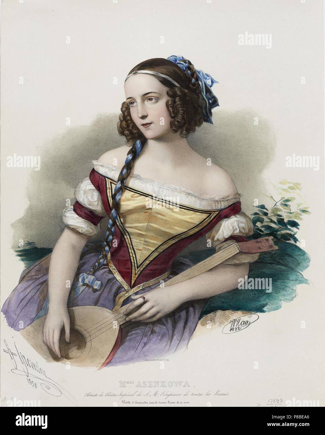 Portrait de l'actrice Varvara Asenkova (1817-1841). Musée : Etat de l'Ermitage, Saint-Pétersbourg. Banque D'Images