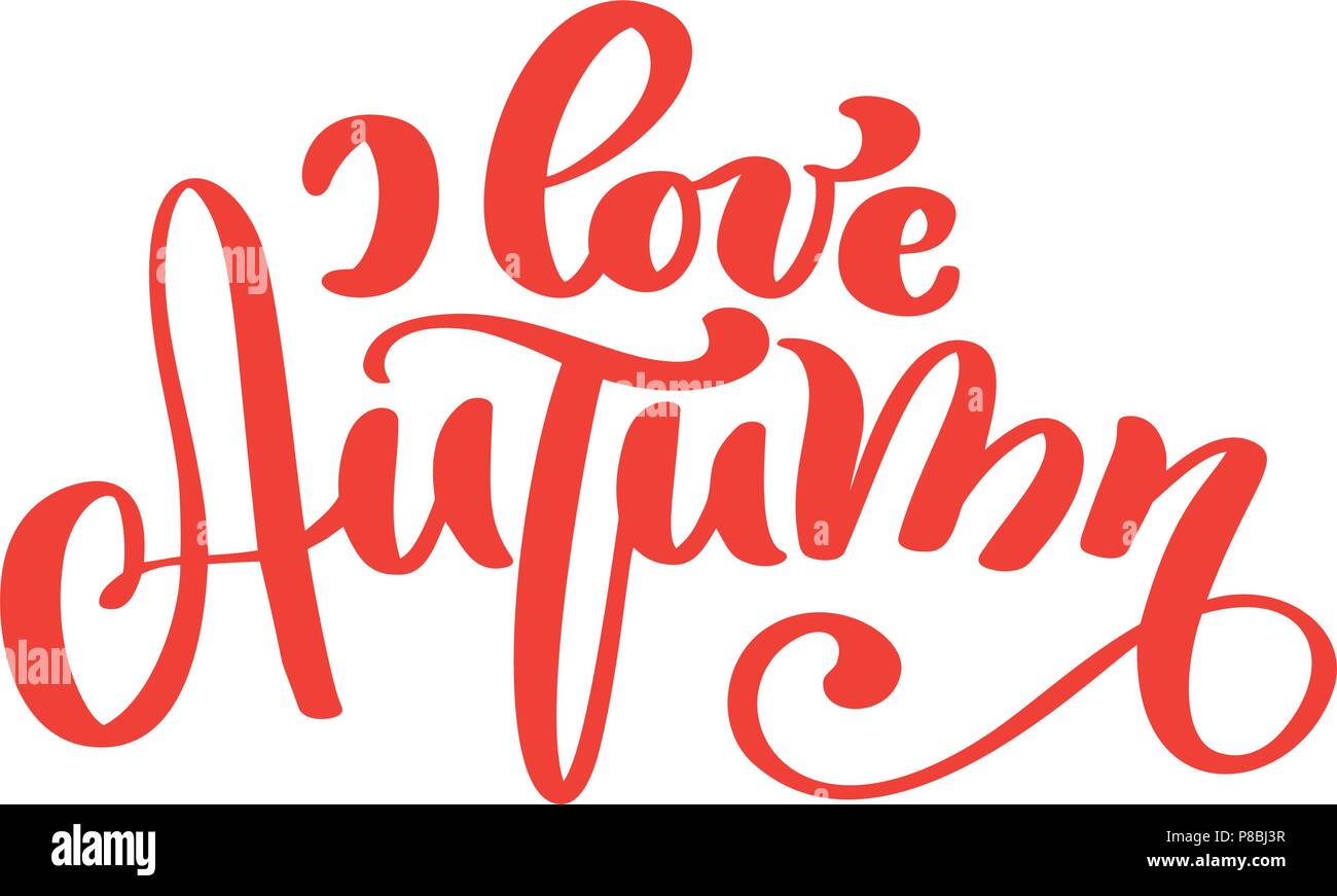 J'aime l'automne part sur une phrase de lettrage d'illustration vectorielle orange t-shirt ou une carte postale print design, scénario texte calligraphie design templates, isolé sur fond blanc Illustration de Vecteur