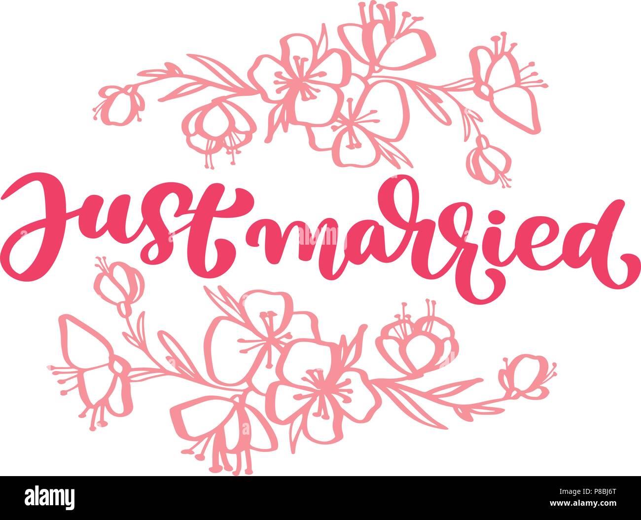 Decoration De Mariage Vector Hand Drawn De Lettrage Rose Texte