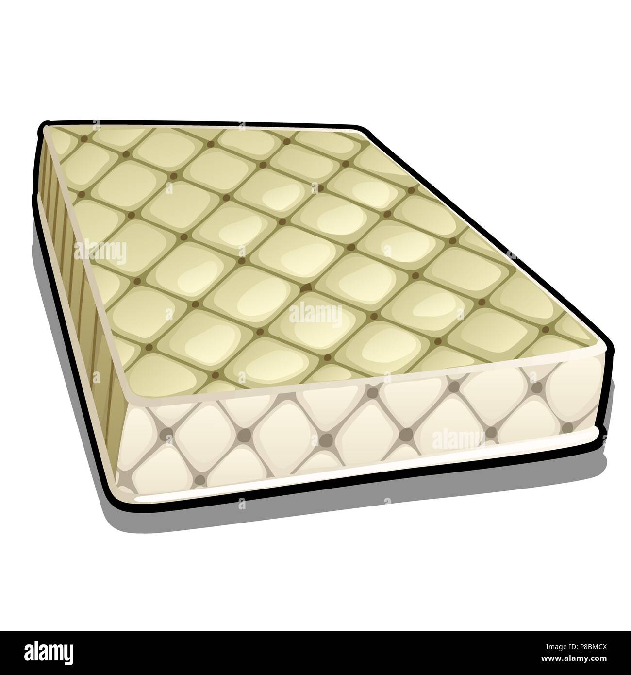 Matelas confortable isolé sur fond blanc. Cartoon Vector illustration close-up. Illustration de Vecteur