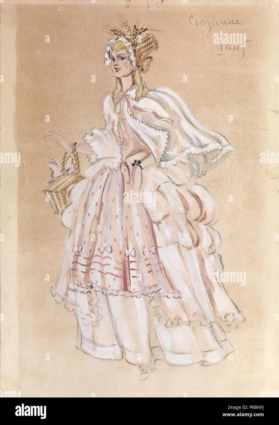 Susanna. La conception de costumes pour l'opéra Les Noces de Figaro par W.A. Mozart. Musée : collection privée. Banque D'Images