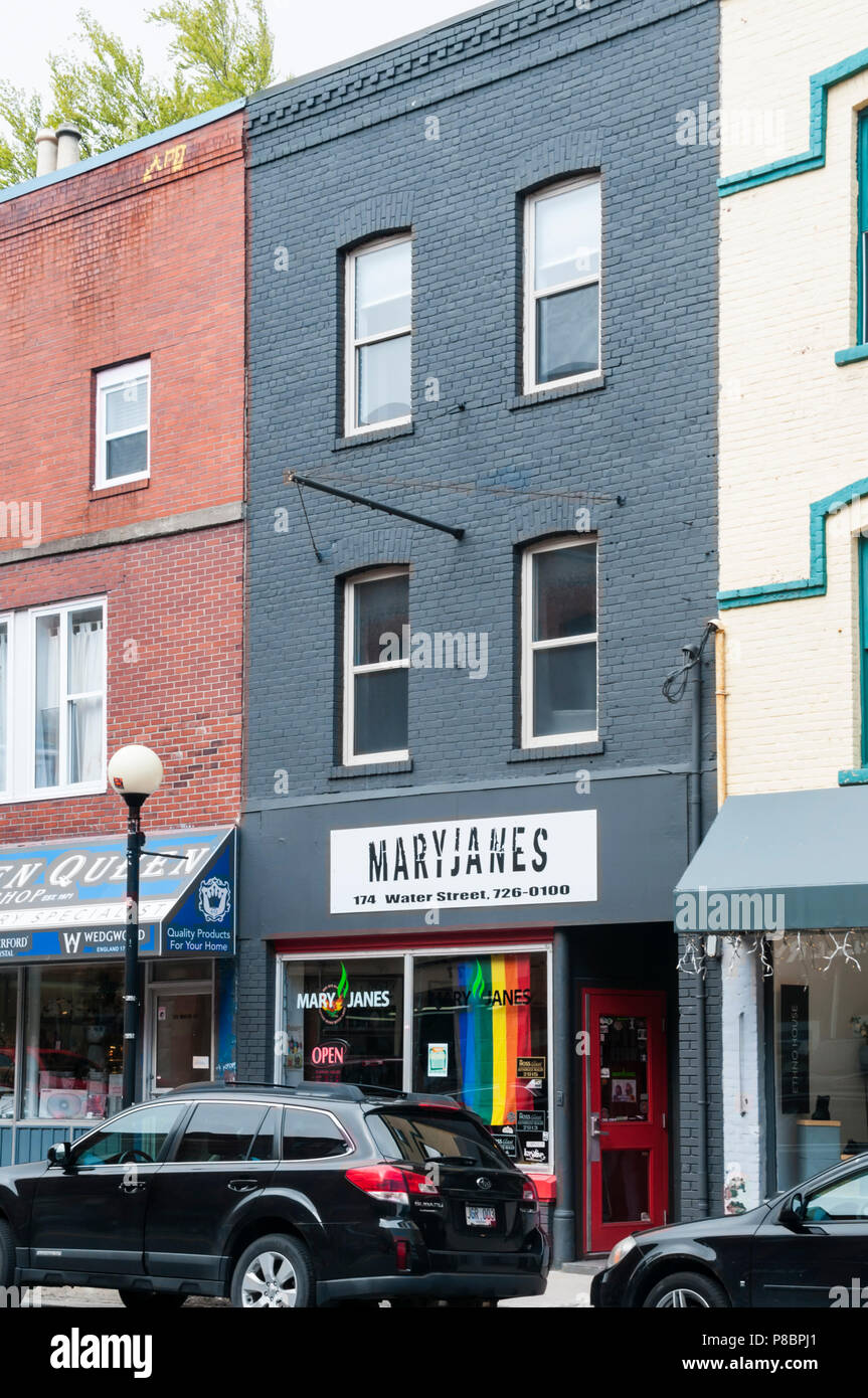 Mary Jane's sur la rue Water à St John's, Terre-Neuve. Le cannabis sera autorisée pour l'utilisation récréative au Canada le 17 octobre 2018. Banque D'Images