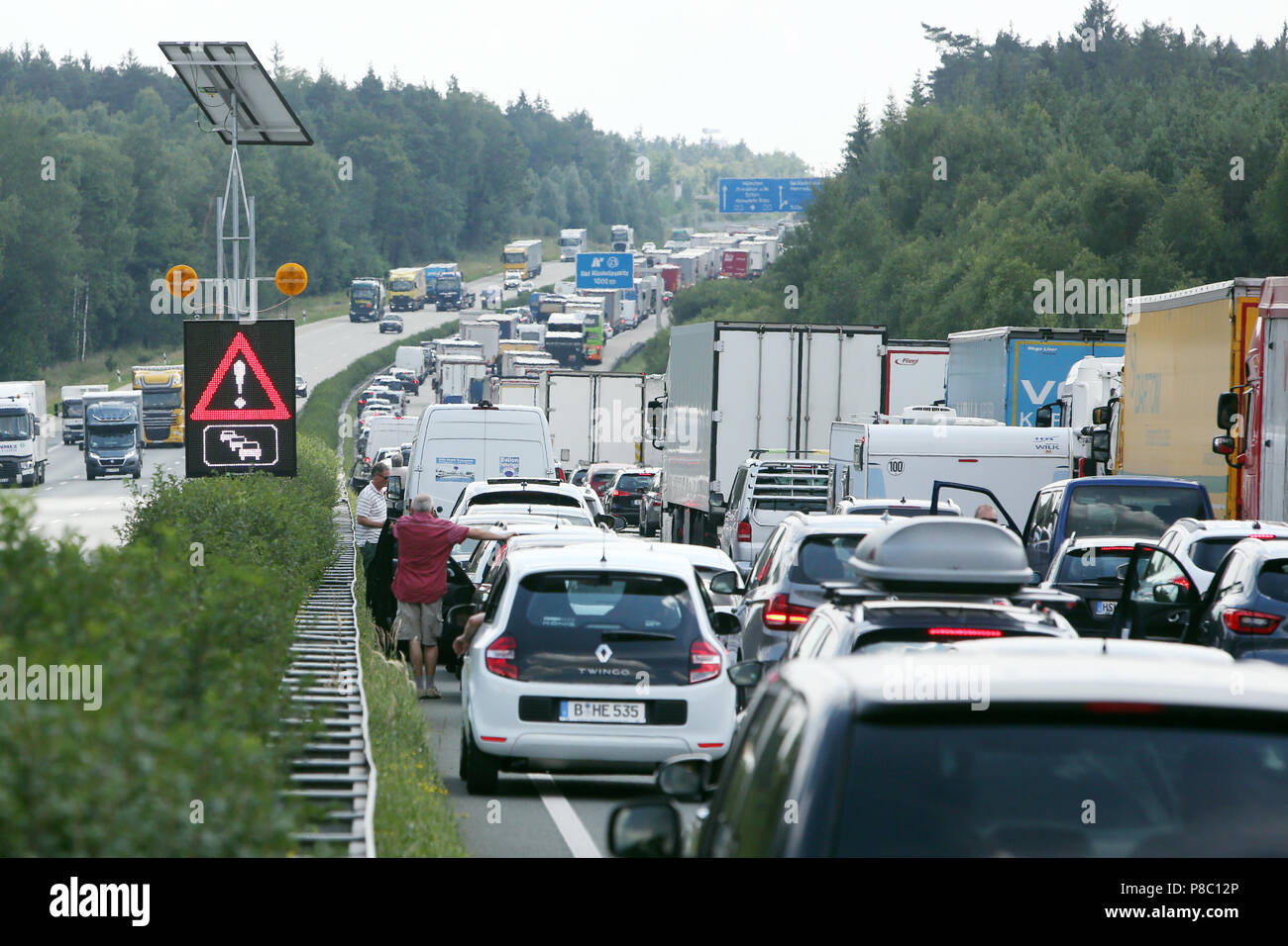 68161 Mannheim, Allemagne, embouteillage sur l'A9 vers le sud Banque D'Images