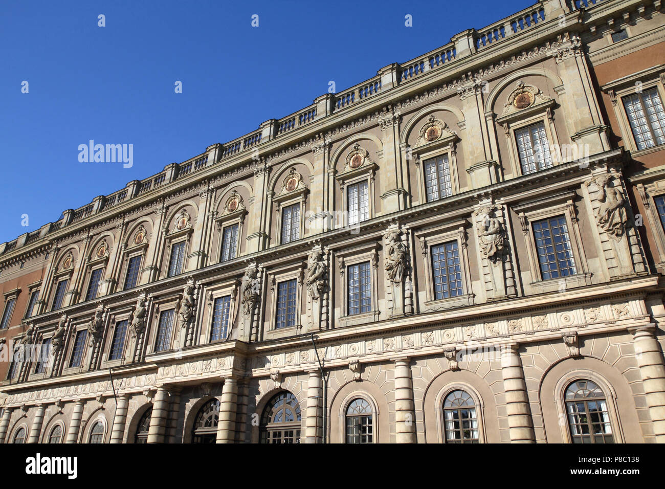 Stockholm, Suède. Suédois célèbres palais royal (Stockholms slott) à Gamla Stan (la vieille ville), l'île de Stadsholmen. Banque D'Images