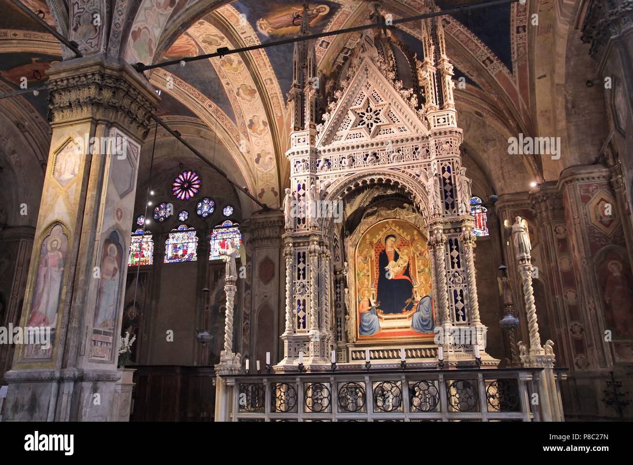 FLORENCE, ITALIE - 1 mai 2015 : vue de l'intérieur de l'église Orsanmichele à Florence, Italie. Le monument a été construit en 1337 et est situé sur la Via Calzaiuol Banque D'Images