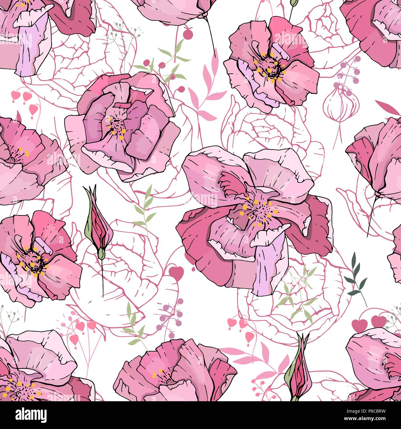 Modèle sans couture avec roses roses. Texture sans fin pour floral design. Illustration de Vecteur