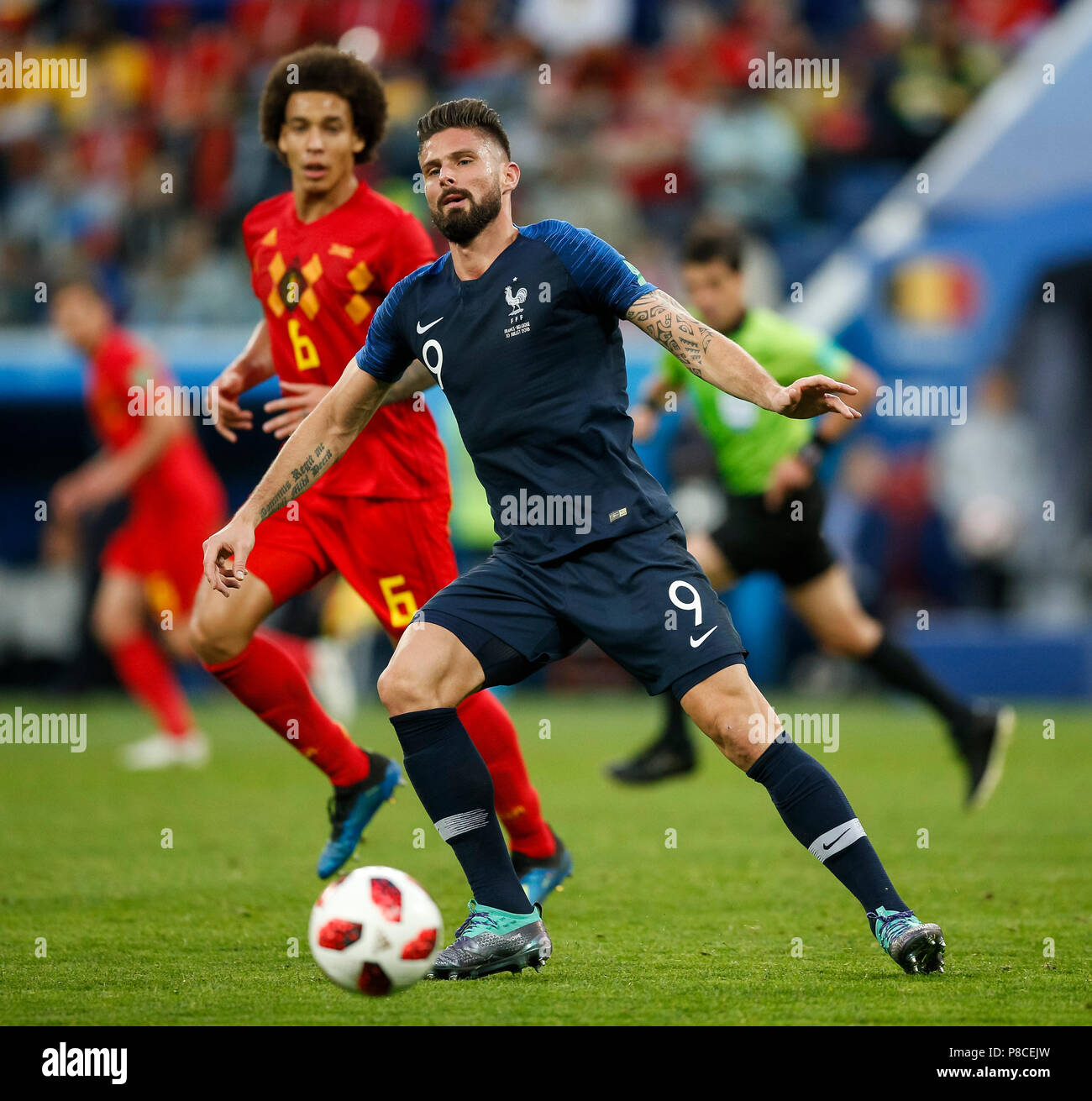 Saint-pétersbourg, Russie. 10 juillet, 2018. Olivier Giroud de France pendant la Coupe du Monde 2018 match de demi-finale entre la France et la Belgique à Saint Petersbourg Stadium le 10 juillet 2018 à Saint-Pétersbourg, en Russie. (Photo de Daniel Chesterton/phcimages.com) : PHC Crédit Images/Alamy Live News Banque D'Images