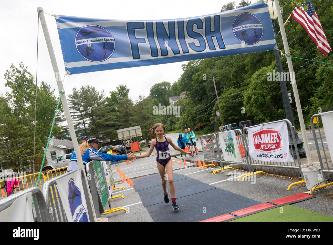 Scheungrab 2018 Samantha finition La Haye Kid's Triathlon Endurance Festiva Banque D'Images