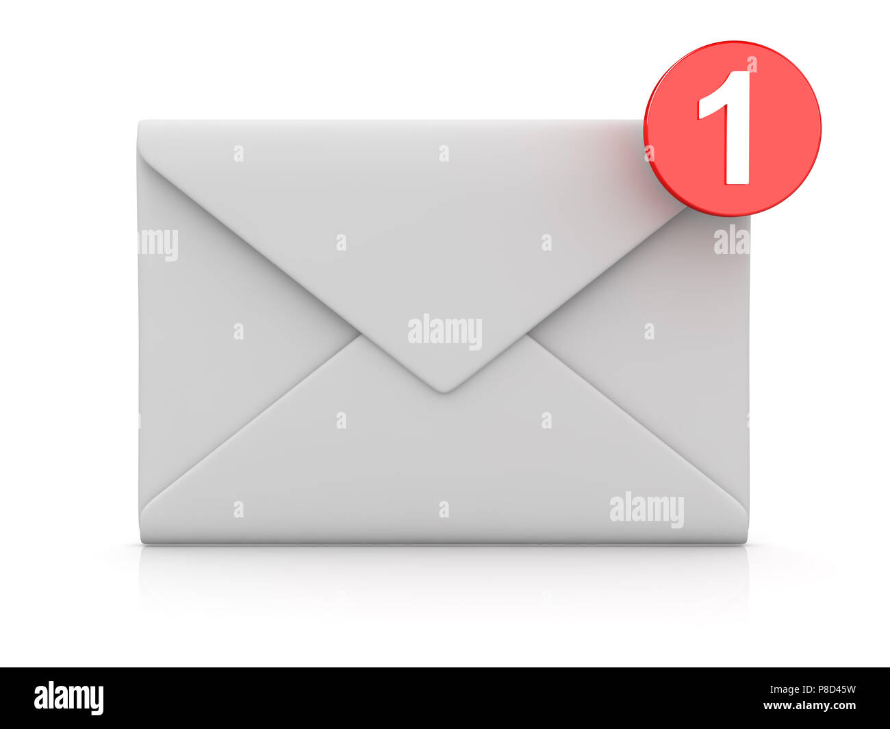Nouvelle adresse E-mail dans la boîte de réception , c'est un rendu 3d'image de synthèse. Isolé sur blanc. Banque D'Images