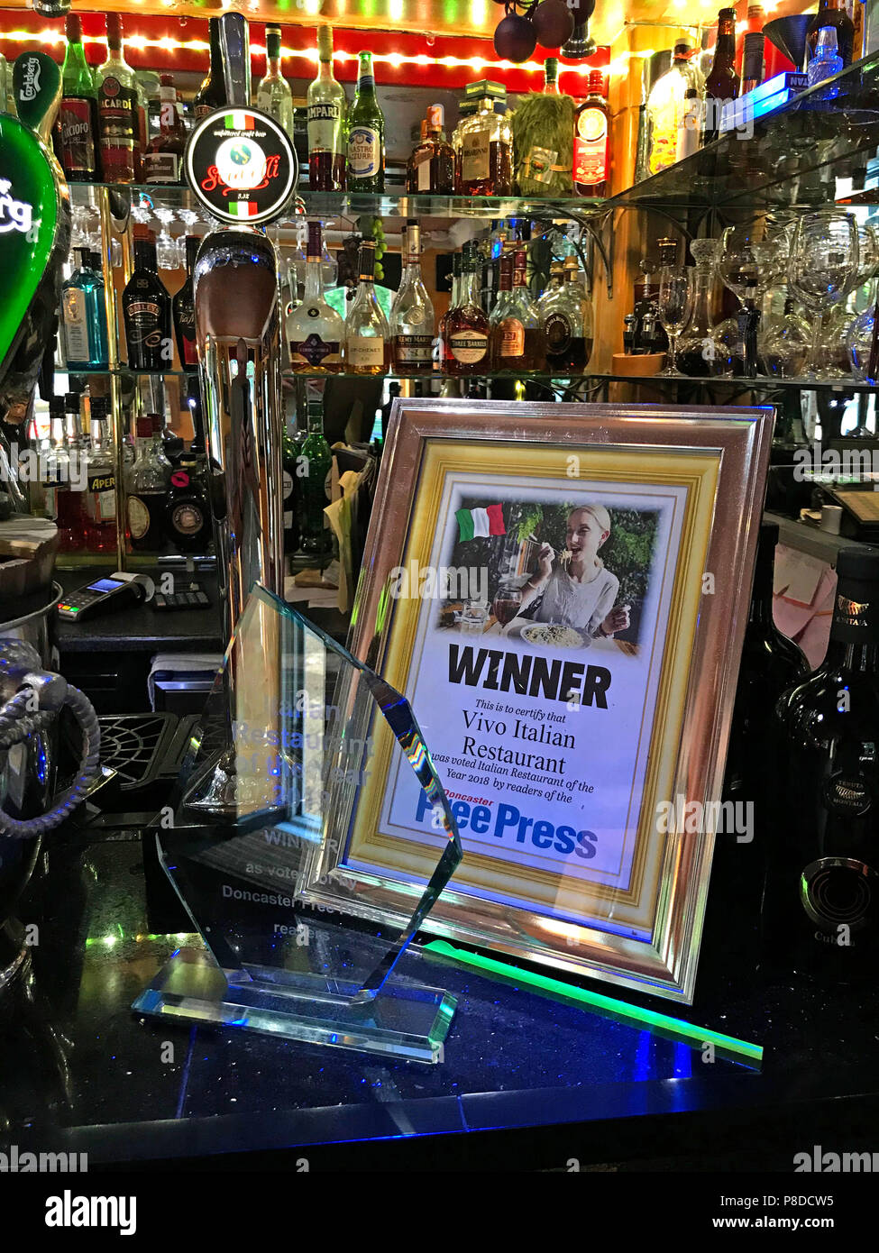 Vivo restaurant italien, gagnant FreePress, 11 Bennetthorpe, Doncaster, South Yorkshire, Angleterre, Royaume-Uni, DN2 6AA - Doncaster Free Press Winner Banque D'Images