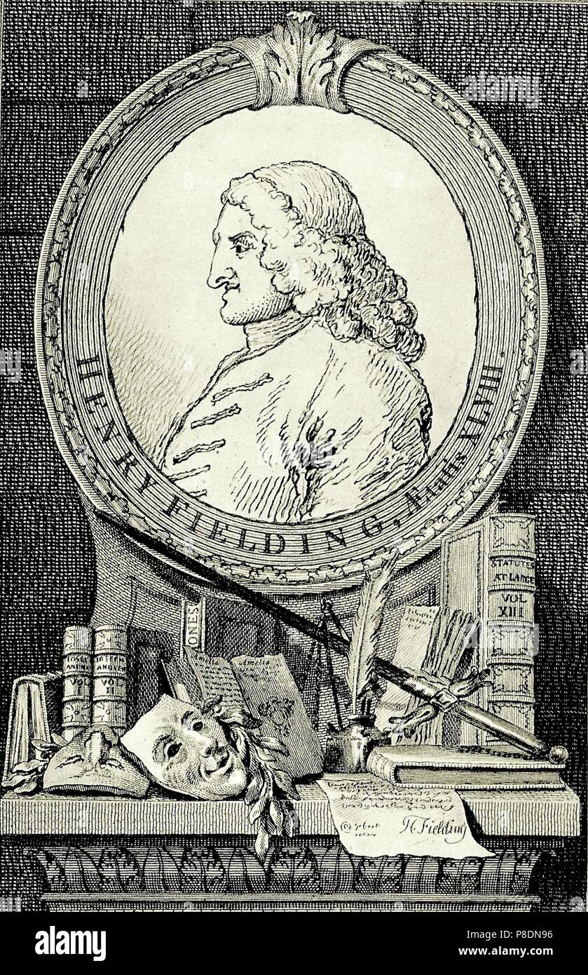 Portrait de la romancière et dramaturge Henry Fielding (1707-1754). Musée : collection privée. Banque D'Images