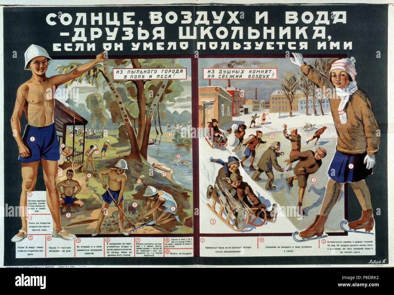 Le soleil, l'air et l'eau sont des amis de l'élève (poster). Musée : Bibliothèque d'État de Russie, Moscou. Banque D'Images