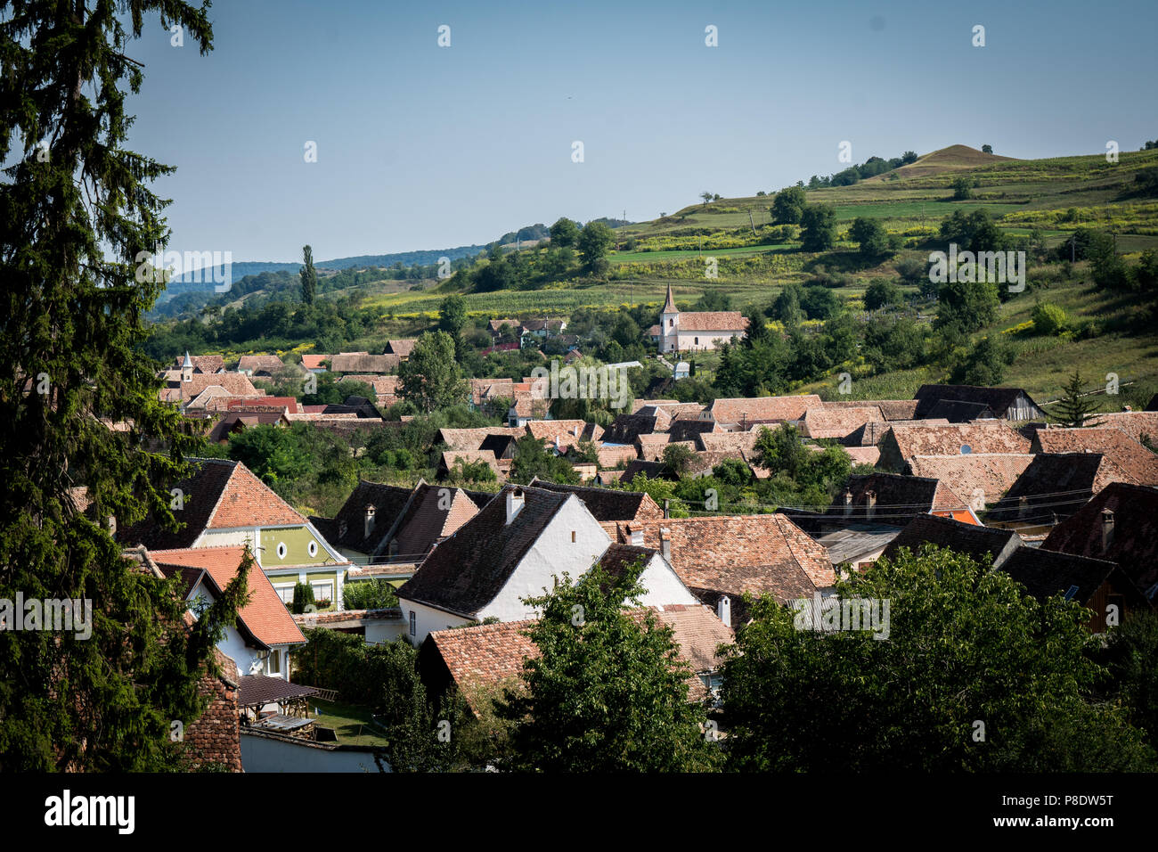 Campagne village roumain et le paysage. Banque D'Images