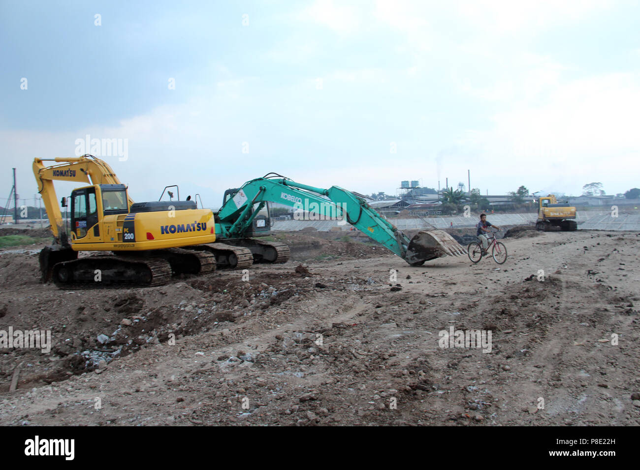 Véhicule de construction sur un chantier à Bandung, Java ouest, Indonésie, Asie. Banque D'Images