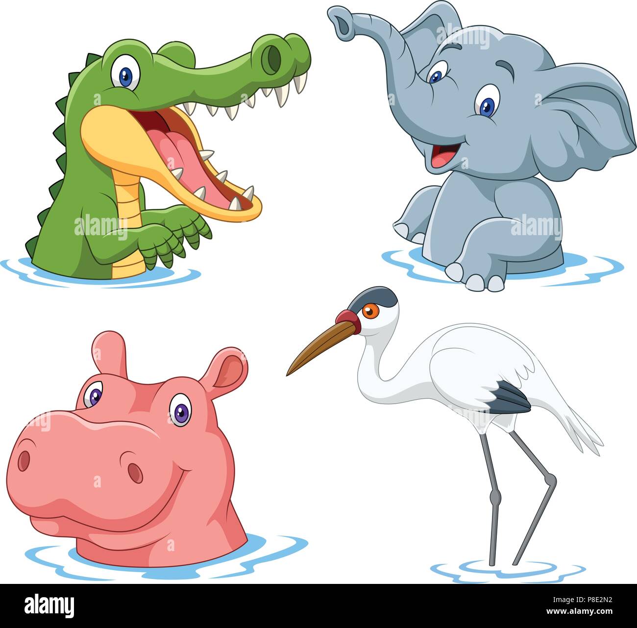 Cartoon animal safari sur l'eau Illustration de Vecteur