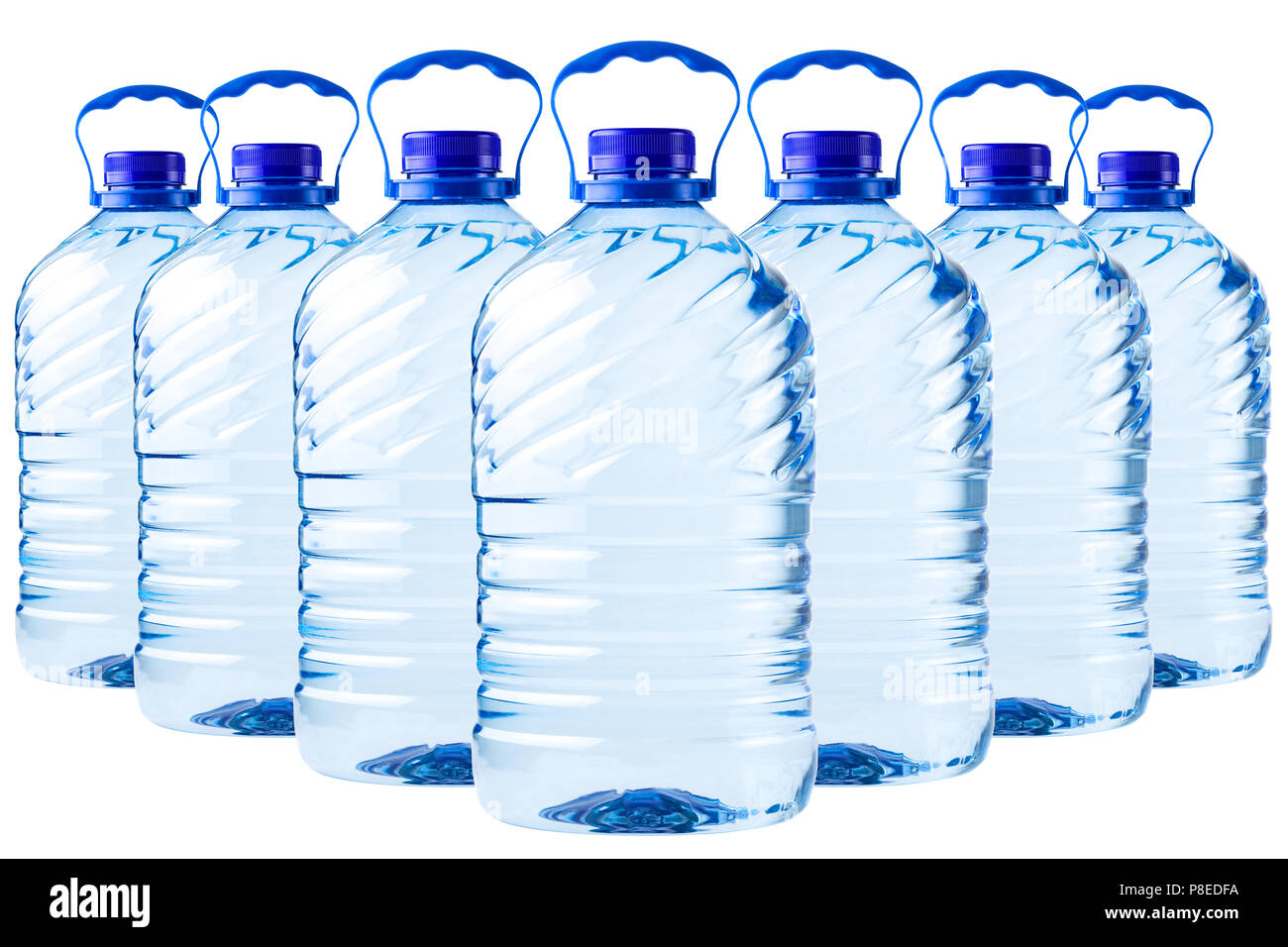 Grande bouteille en plastique transparent, chemin, contenant jetable isolé sur fond blanc, 5 litres, 5 Banque D'Images