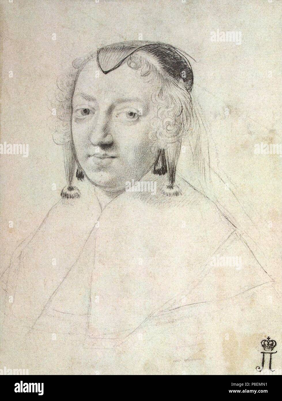 Portrait d'Anne d'Autriche (1601-1666). Musée : Etat de l'Ermitage, Saint-Pétersbourg. Banque D'Images