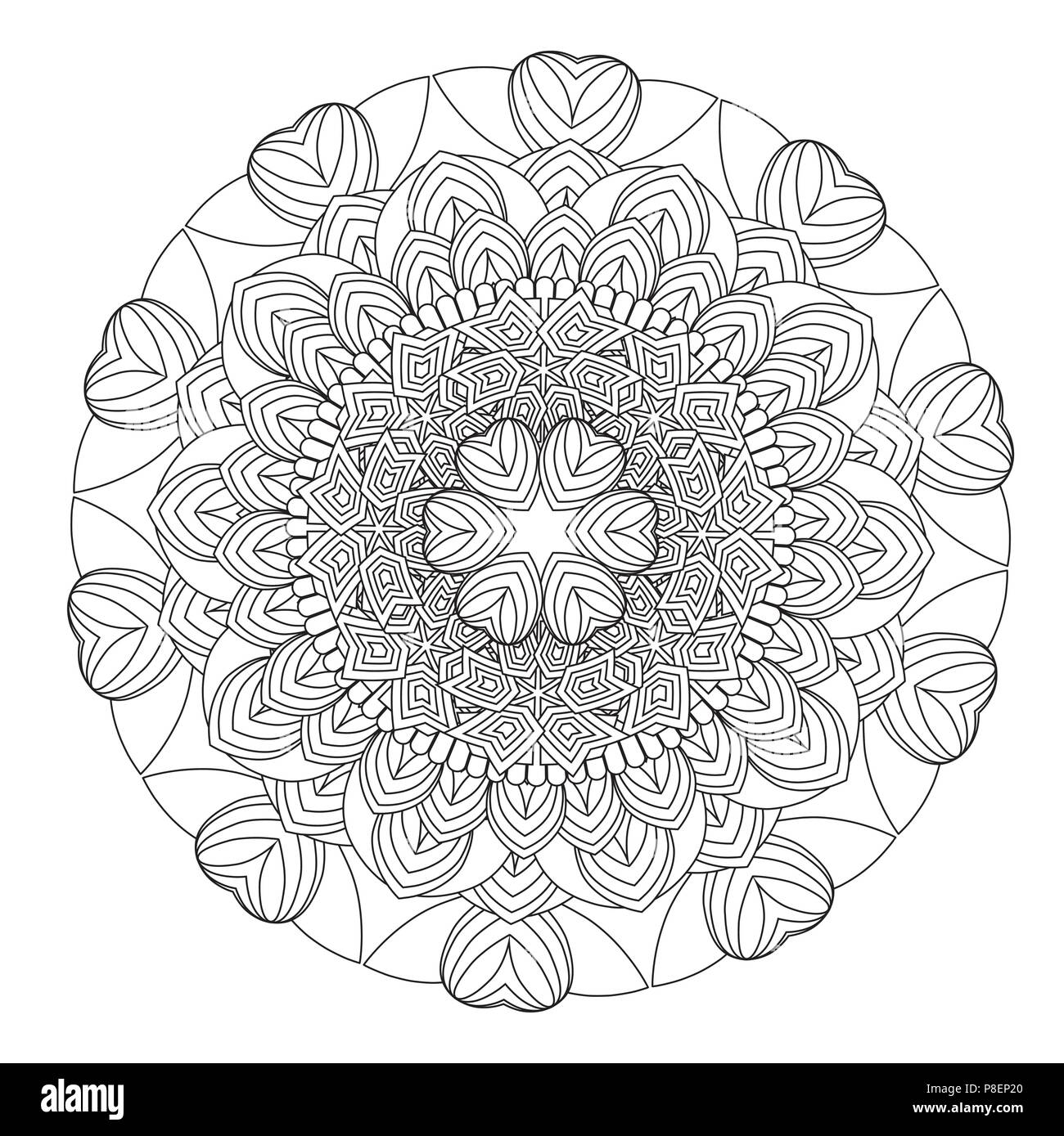 Mandala fleur illustration vectorielle. Motif Oriental, affiche des éléments décoratifs. L'Islam, Arabe, Indienne, marocaine, turque coloriage motifs ottoman Illustration de Vecteur