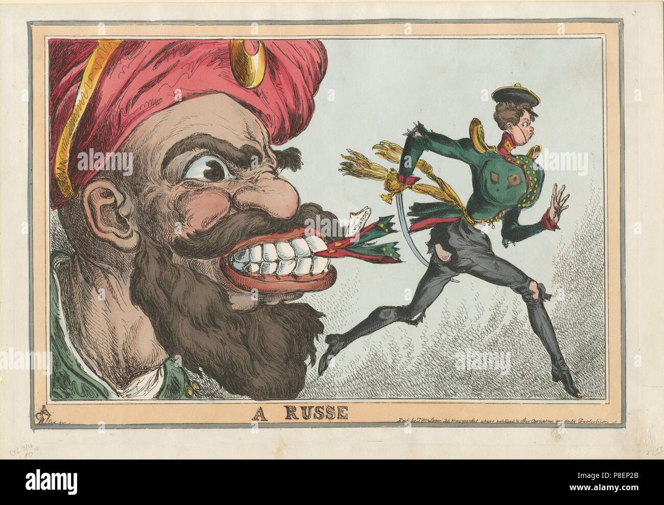 Le début de la guerre de Crimée par les yeux de l'Europe occidentale, caricaturiste. Musée : Musée d'état de la défense de Sébastopol 1854-1855, Sébastopol. Banque D'Images