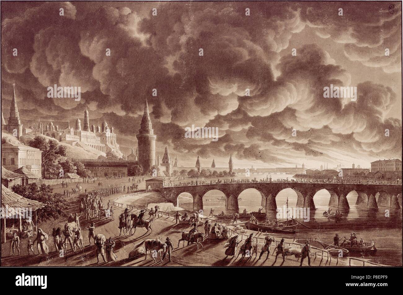 L'incendie de Moscou, 1812. Musée Staatliche Museen, Berlin :. Banque D'Images