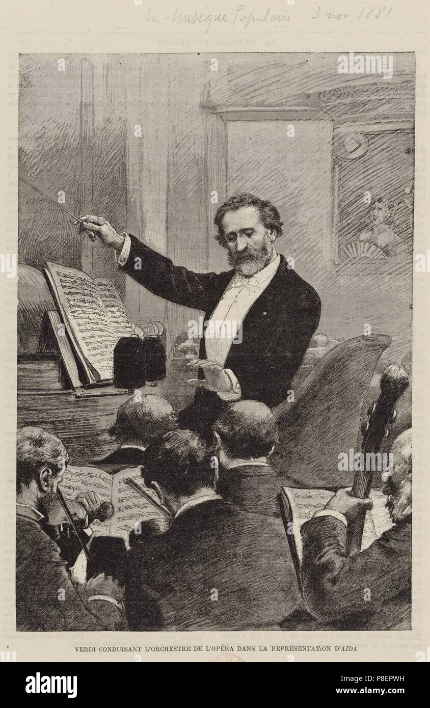 La conduite de Giuseppe Verdi l'Opéra de Paris Première de Aida au Palais Garnier le 22 mars 1880. Musée : collection privée. Banque D'Images