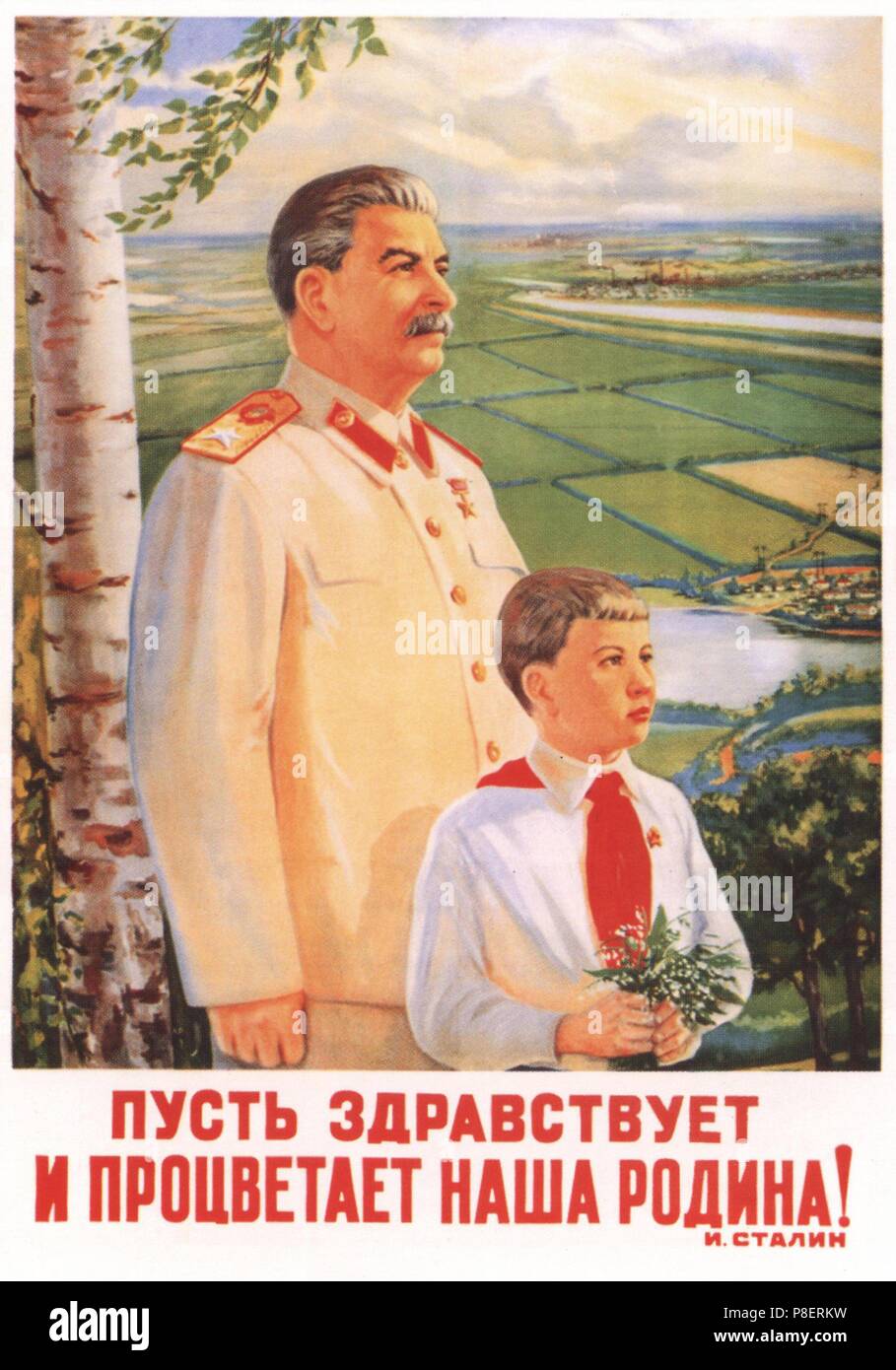 Longue vie et de prospérer, notre patrie ! I. Staline (poster). Musée : Bibliothèque d'État de Russie, Moscou. Banque D'Images