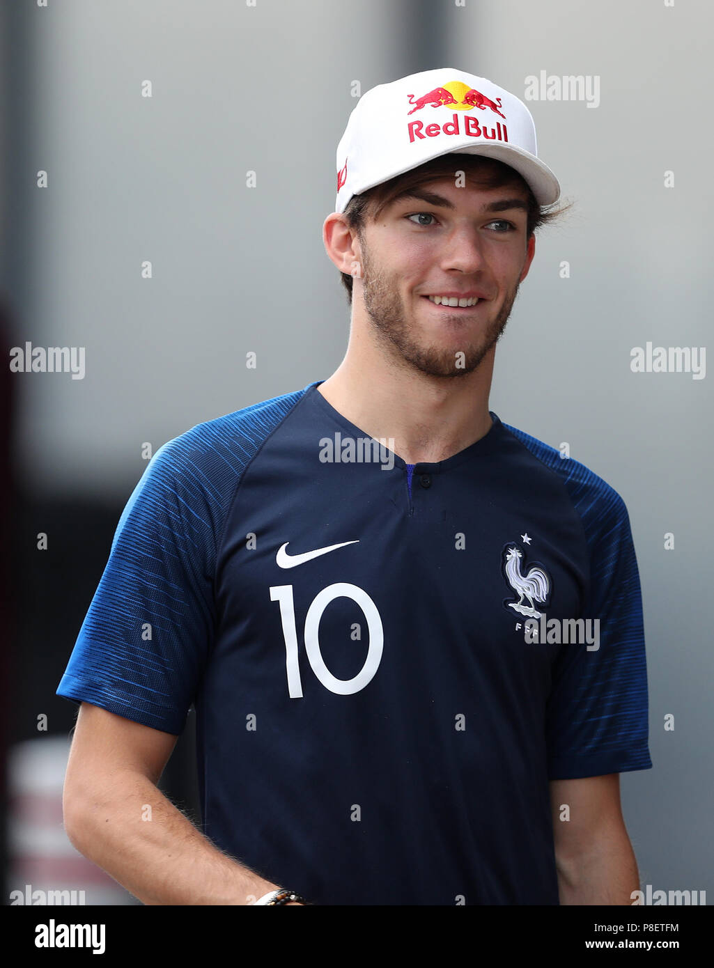 La Toro Rosso de Pierre Gasly au cours de la pratique de l'avant du 2018 Grand Prix de Grande-Bretagne à Silverstone Circuit, Towcester Banque D'Images
