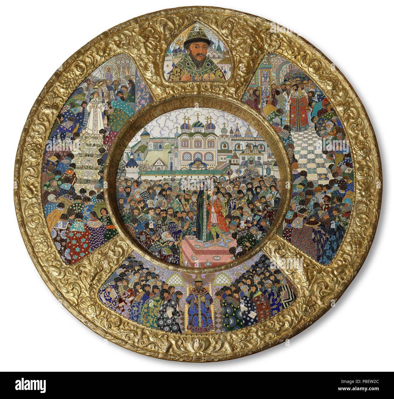 Les scènes avec l'élection de Michail Romanov au Tsar le 14 mars 1613. Musée : Musée national d'histoire religieuse, St Petersbourg. Banque D'Images