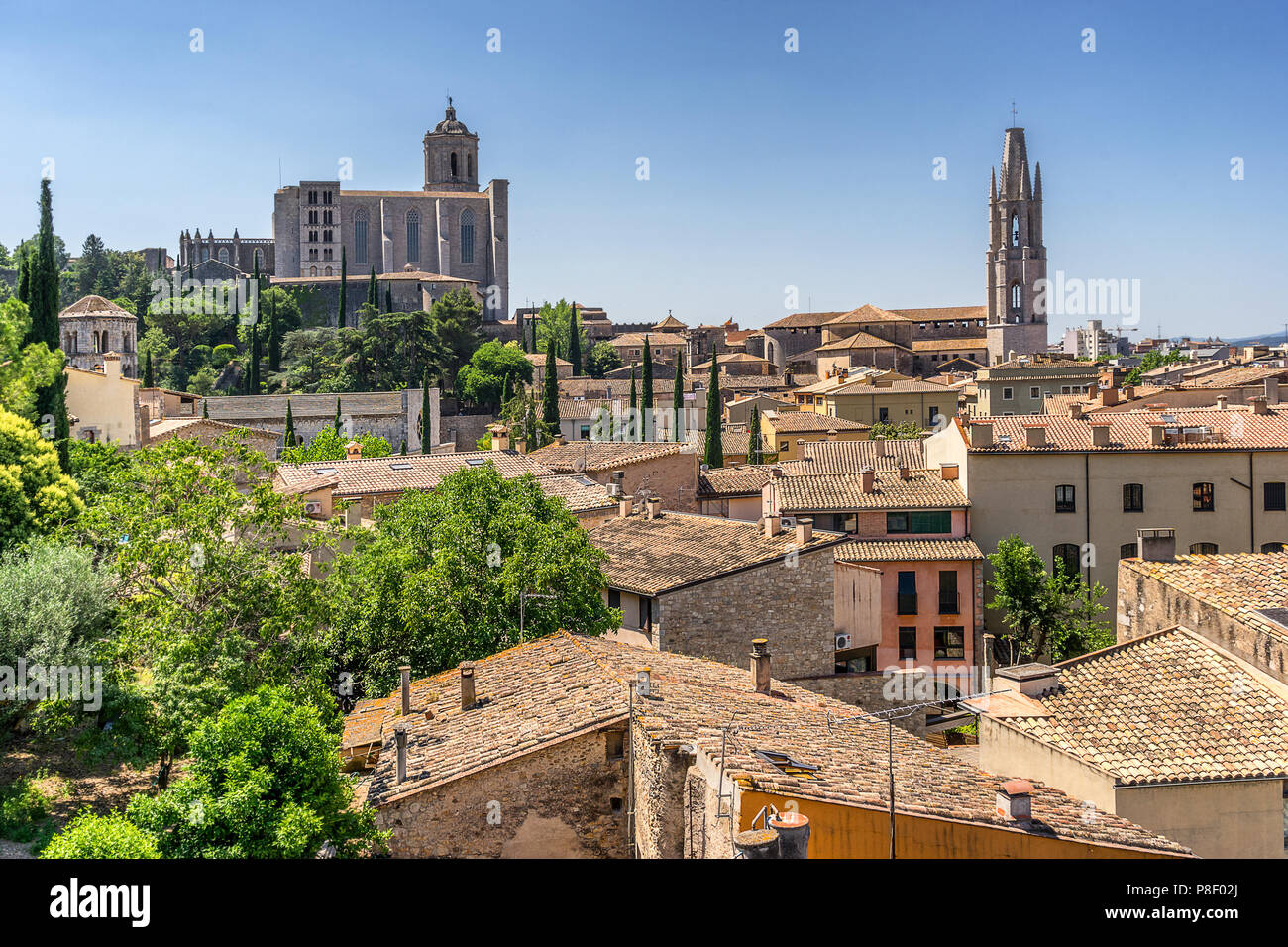 La cathédrale de Gérone à Girona Espagne Banque D'Images