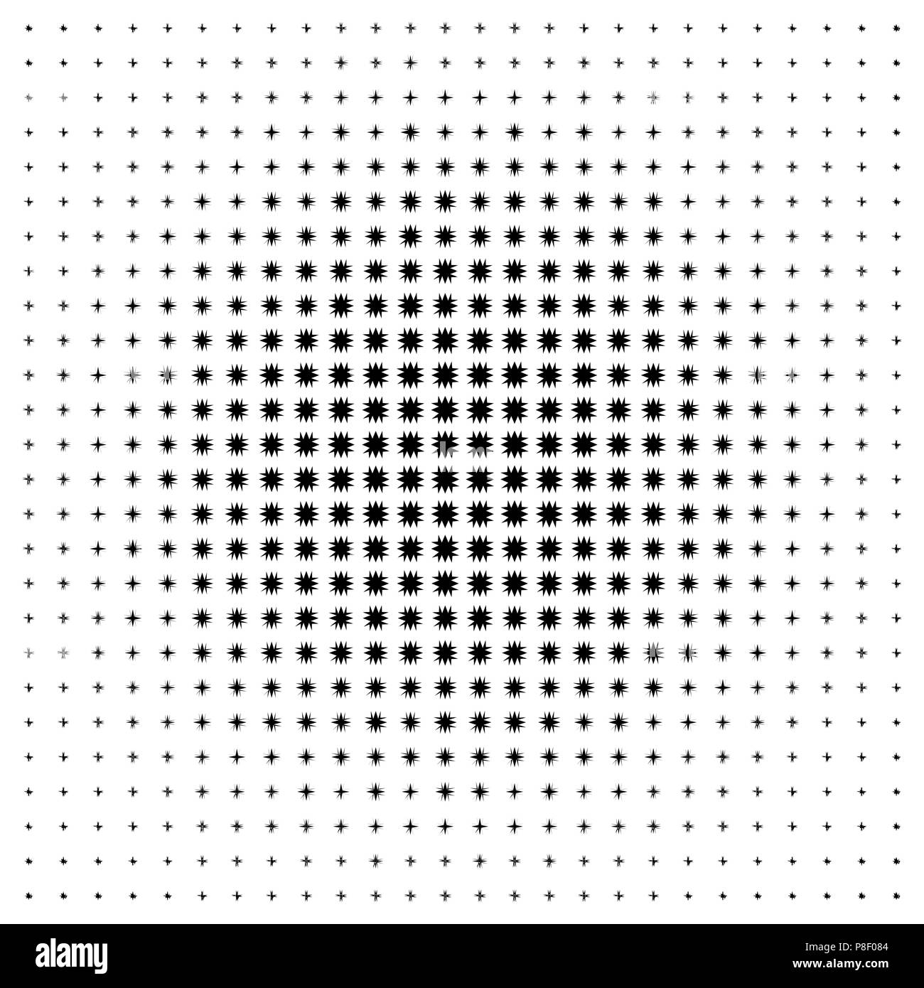 Vector halftone dots. Des étoiles noires sur fond blanc. texture tour Illustration de Vecteur