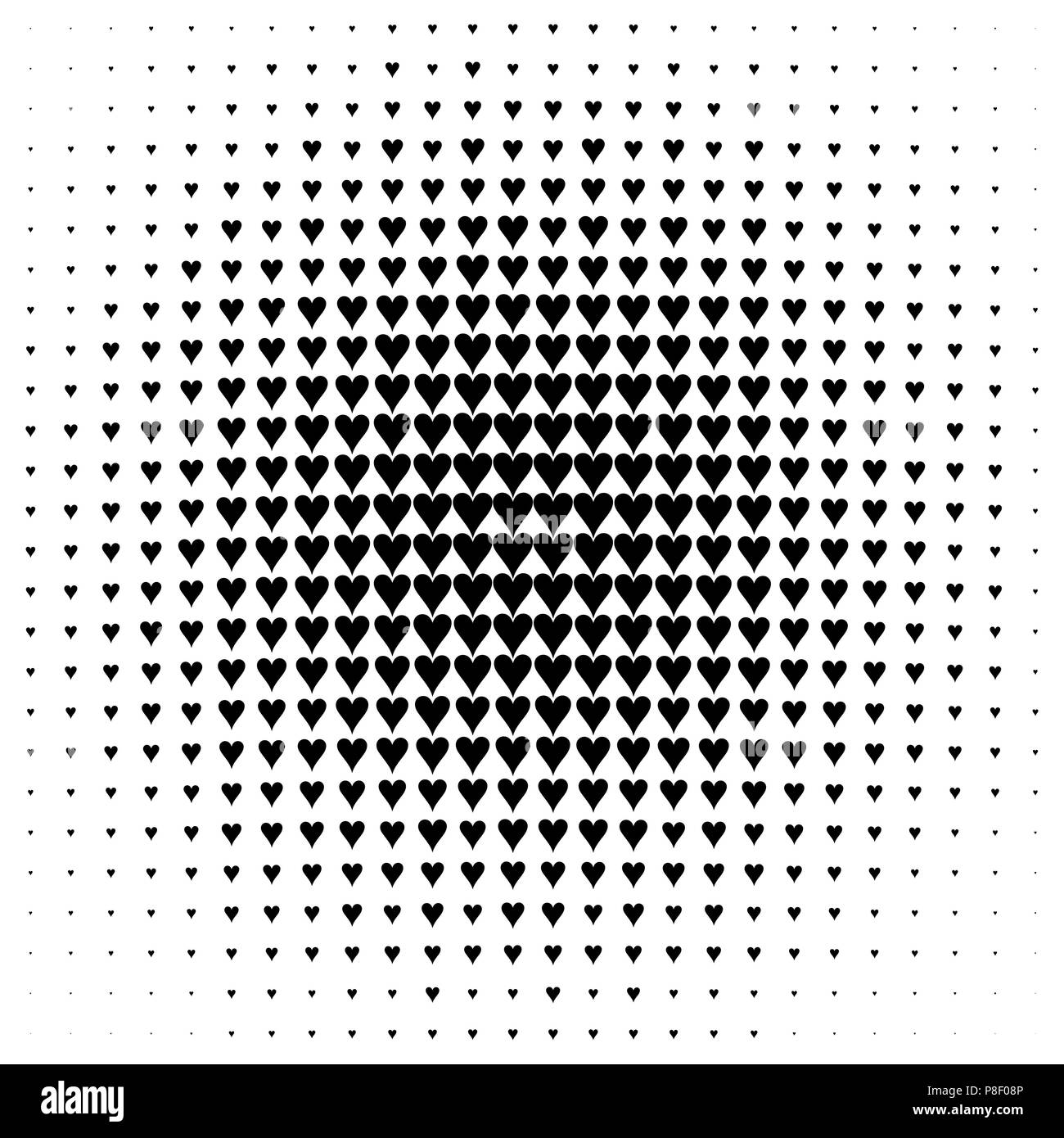 Vector halftone dots. Coeur noir sur fond blanc. texture tour Illustration de Vecteur