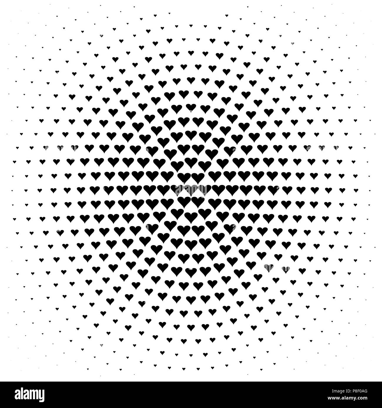 Vector halftone dots. Coeur noir sur fond blanc. texture tour Illustration de Vecteur