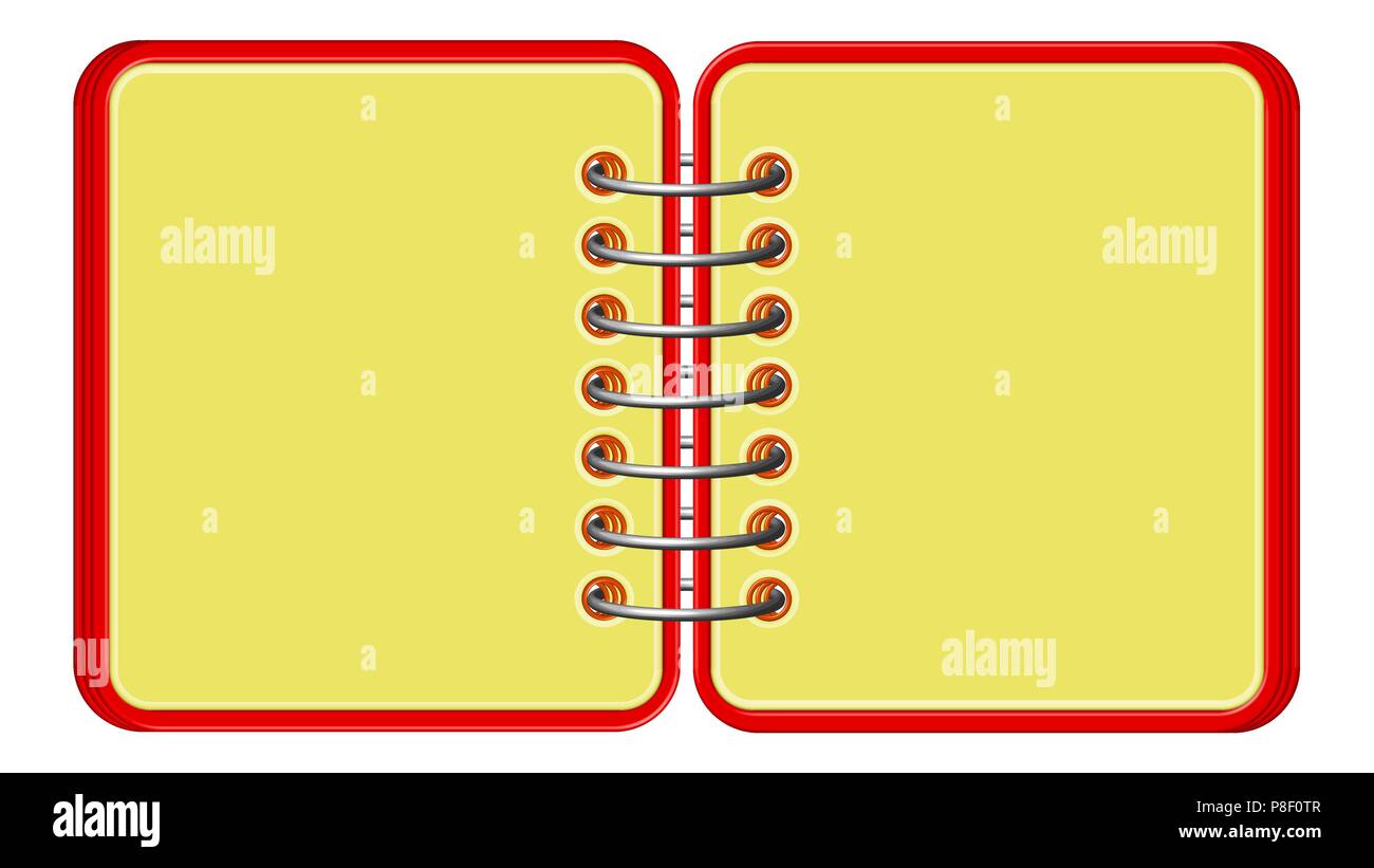 Ordinateur portable pour une note avec une disposition en spirale, jaune à blanc, un bloc-notes pour notes Illustration de Vecteur