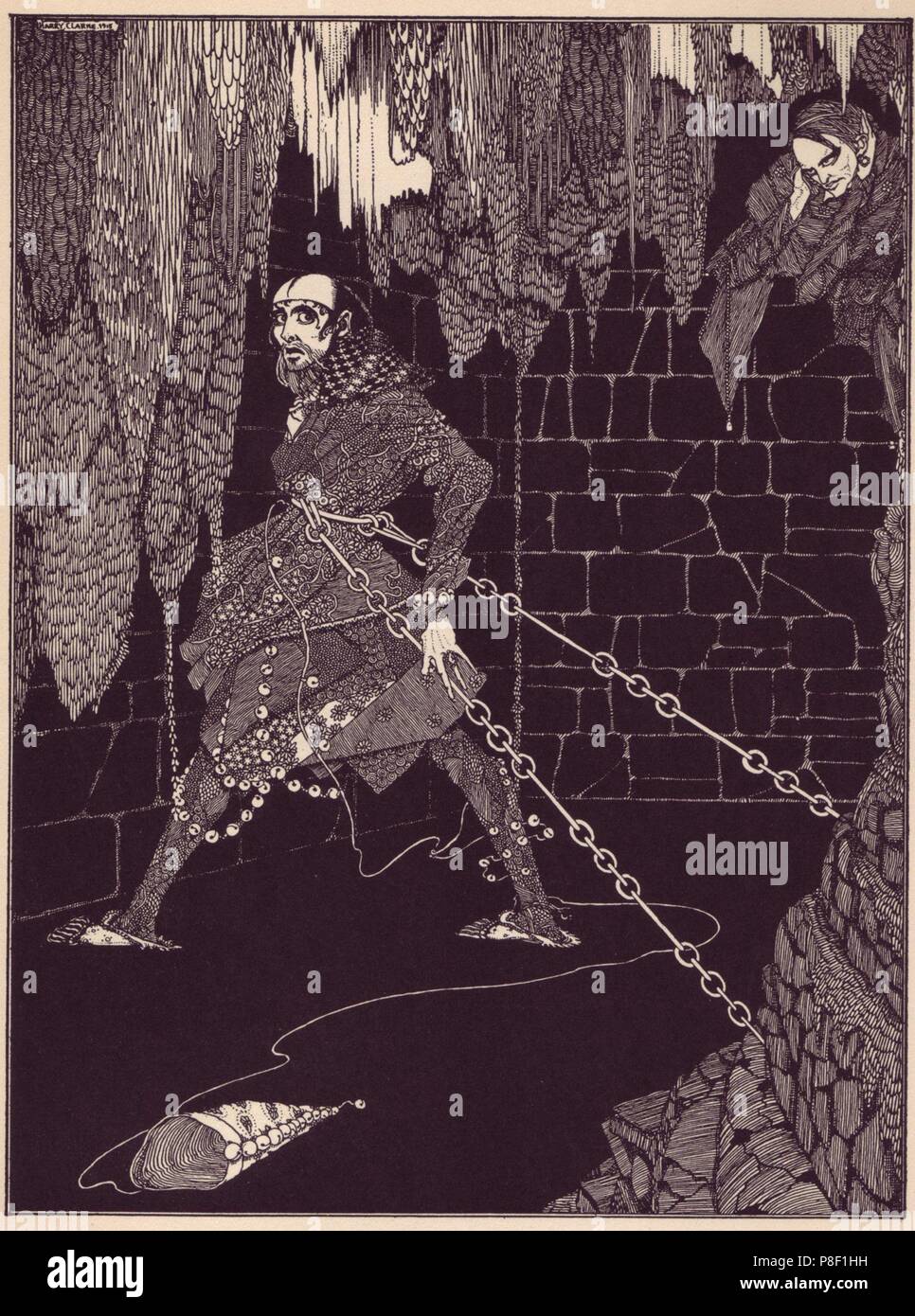 L'illustration pour l'article 'le fût de l'Amontillado' par Edgar Allan Poe. Musée : collection privée. Banque D'Images