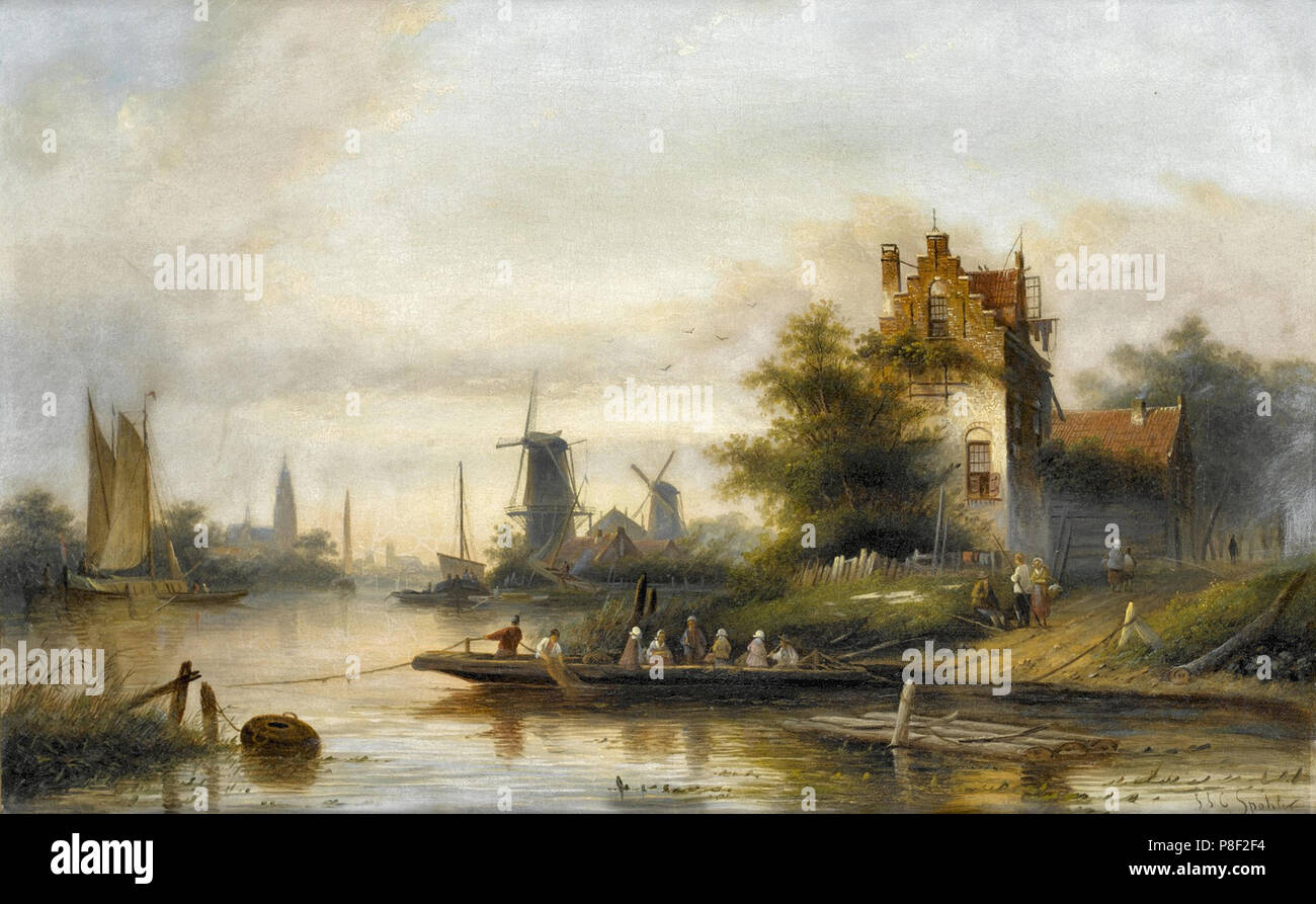 Jan Jacob Coenraad SPOHLER - le ferry pour Haarlem Banque D'Images