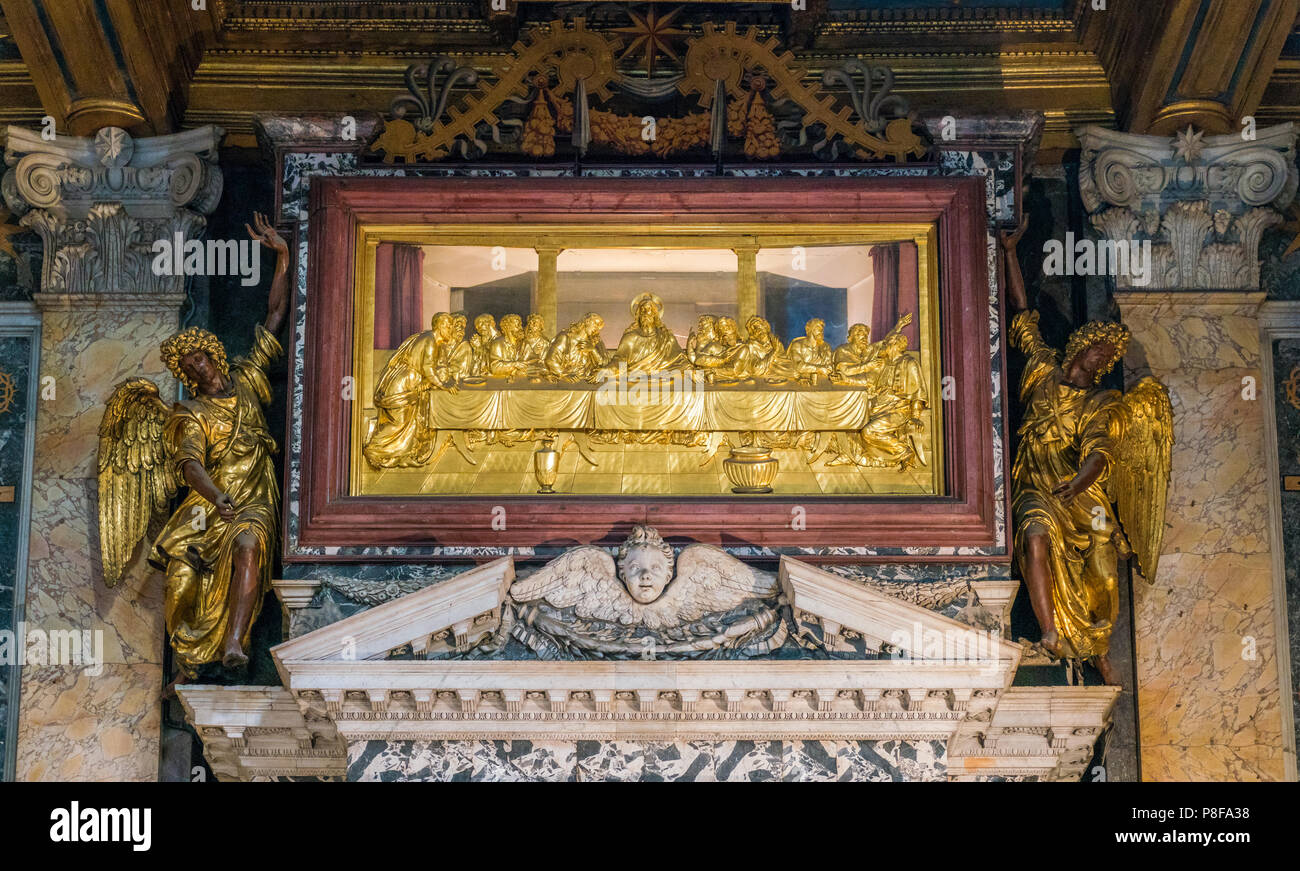 Dernière Cène reliquaire dans l'autel du Saint Sacrement, dans la Basilique Saint-Jean de Latran à Rome. Banque D'Images