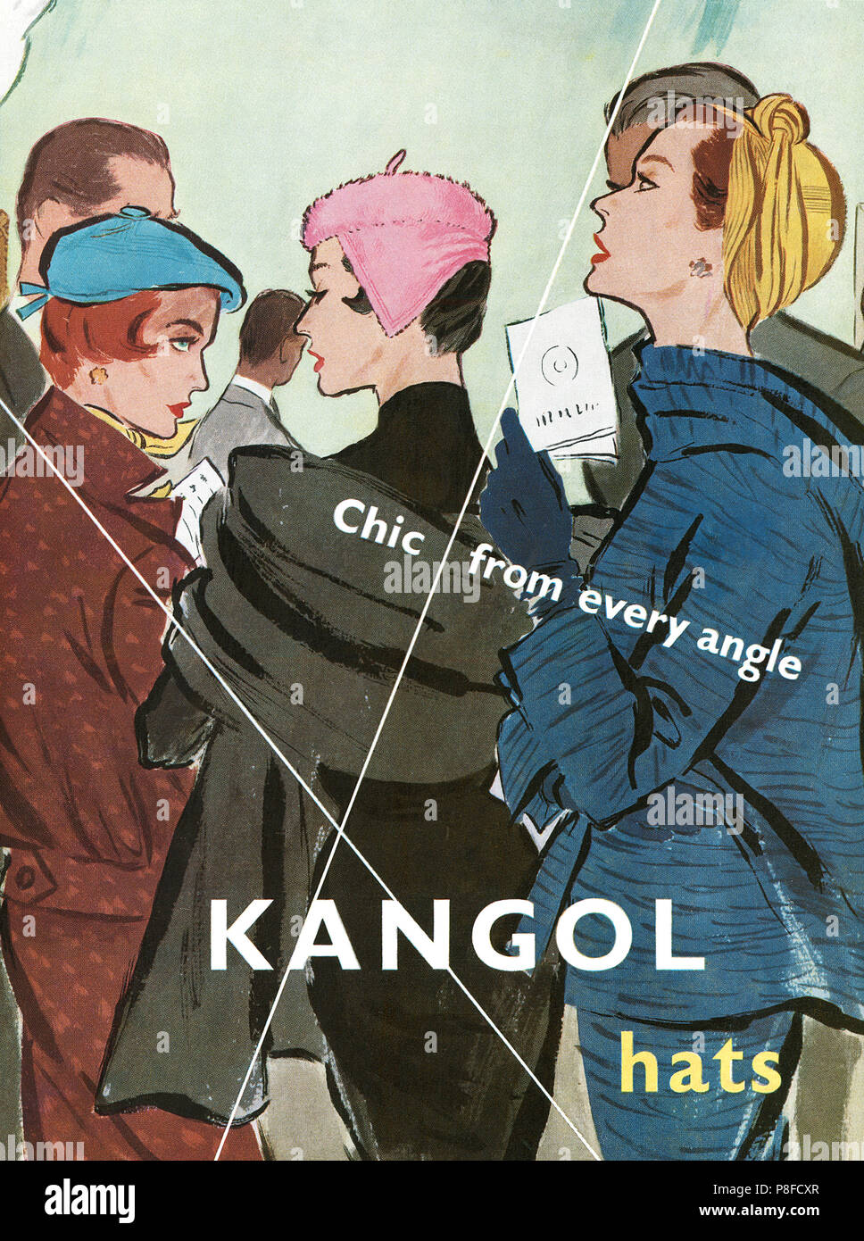 1956 La publicité pour chapeaux Kangol. Banque D'Images